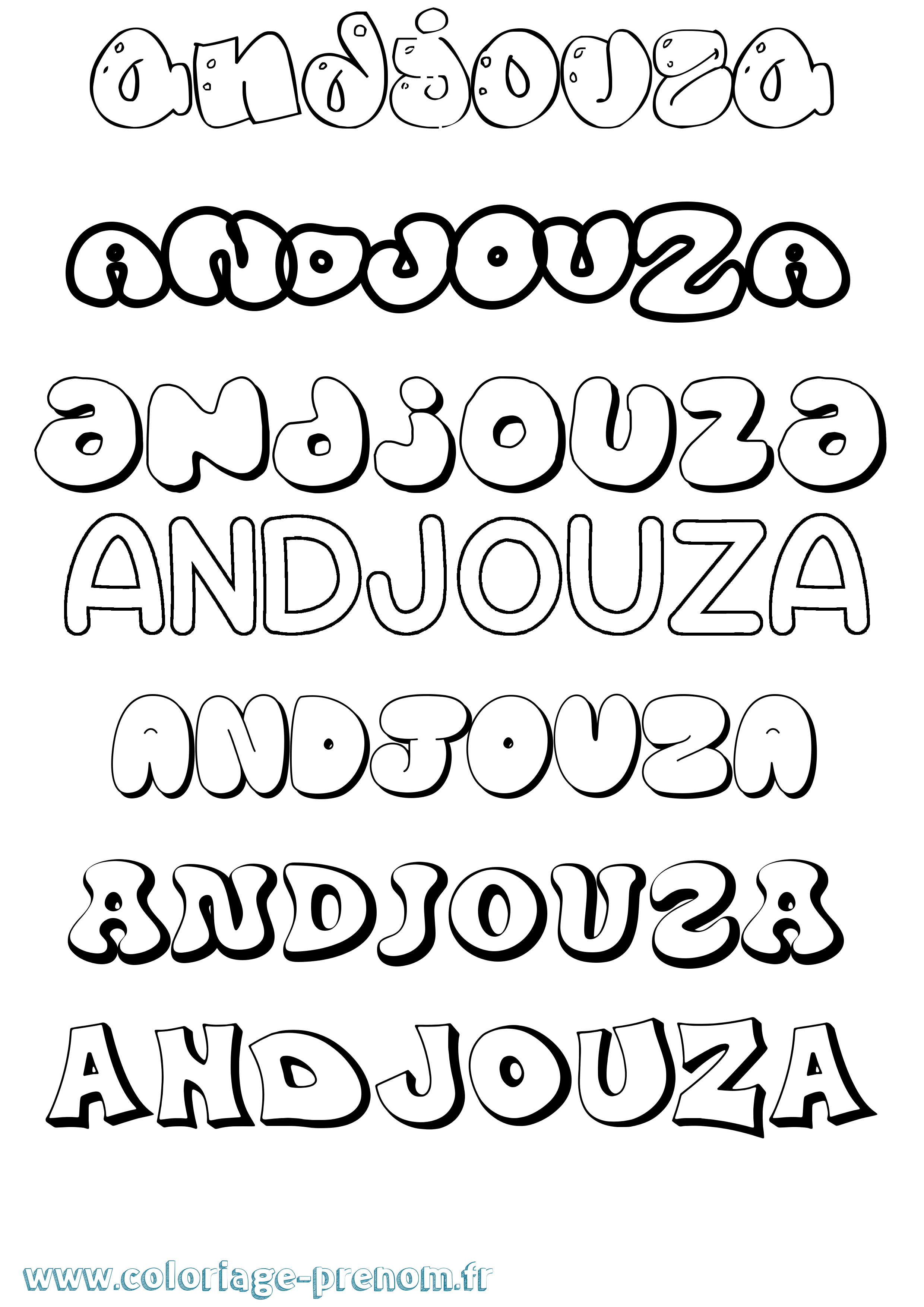 Coloriage Andjouza Bubble Coloriage prénom Andjouza Bubble