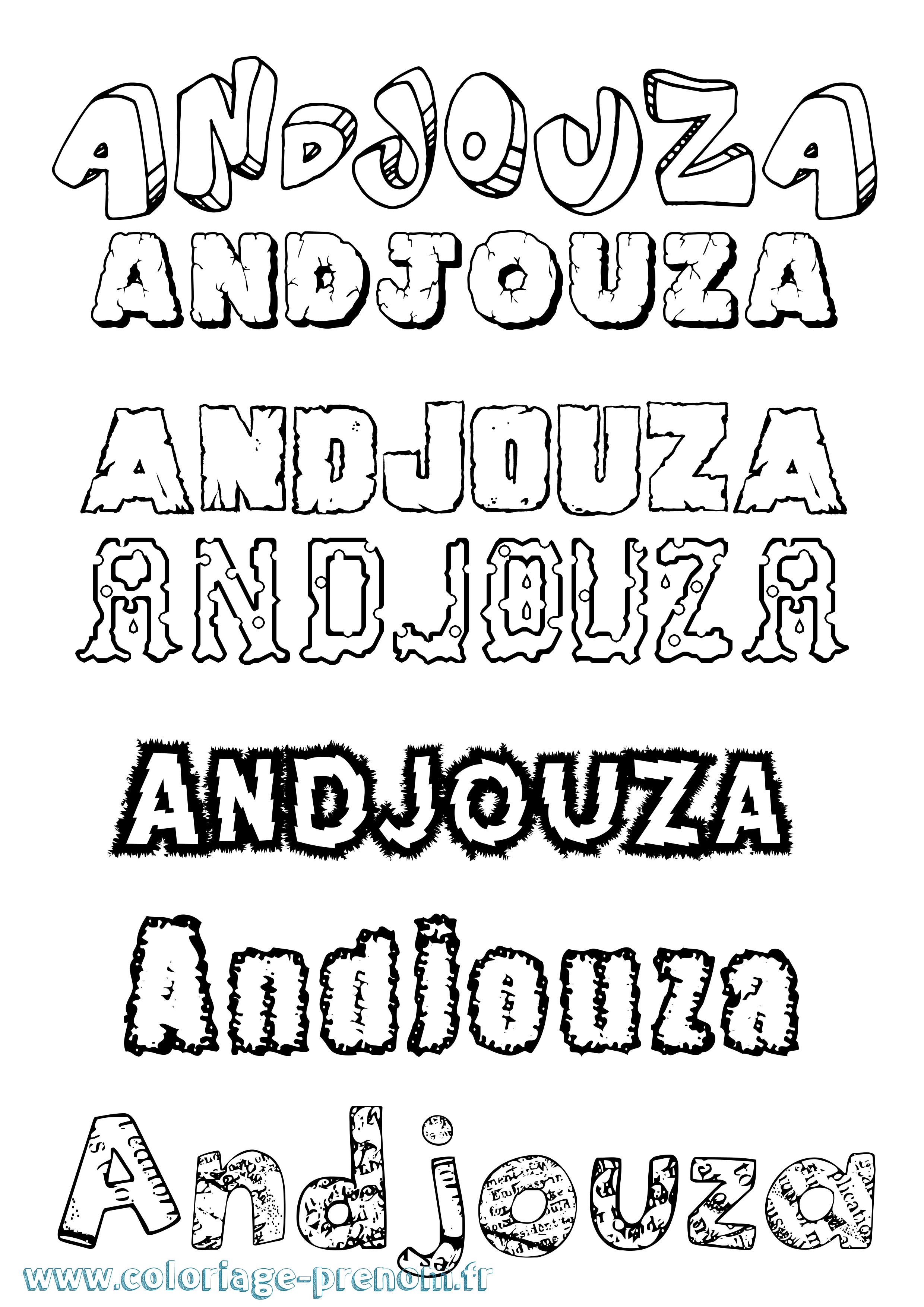 Coloriage Andjouza Destructuré Coloriage prénom Andjouza Destructuré