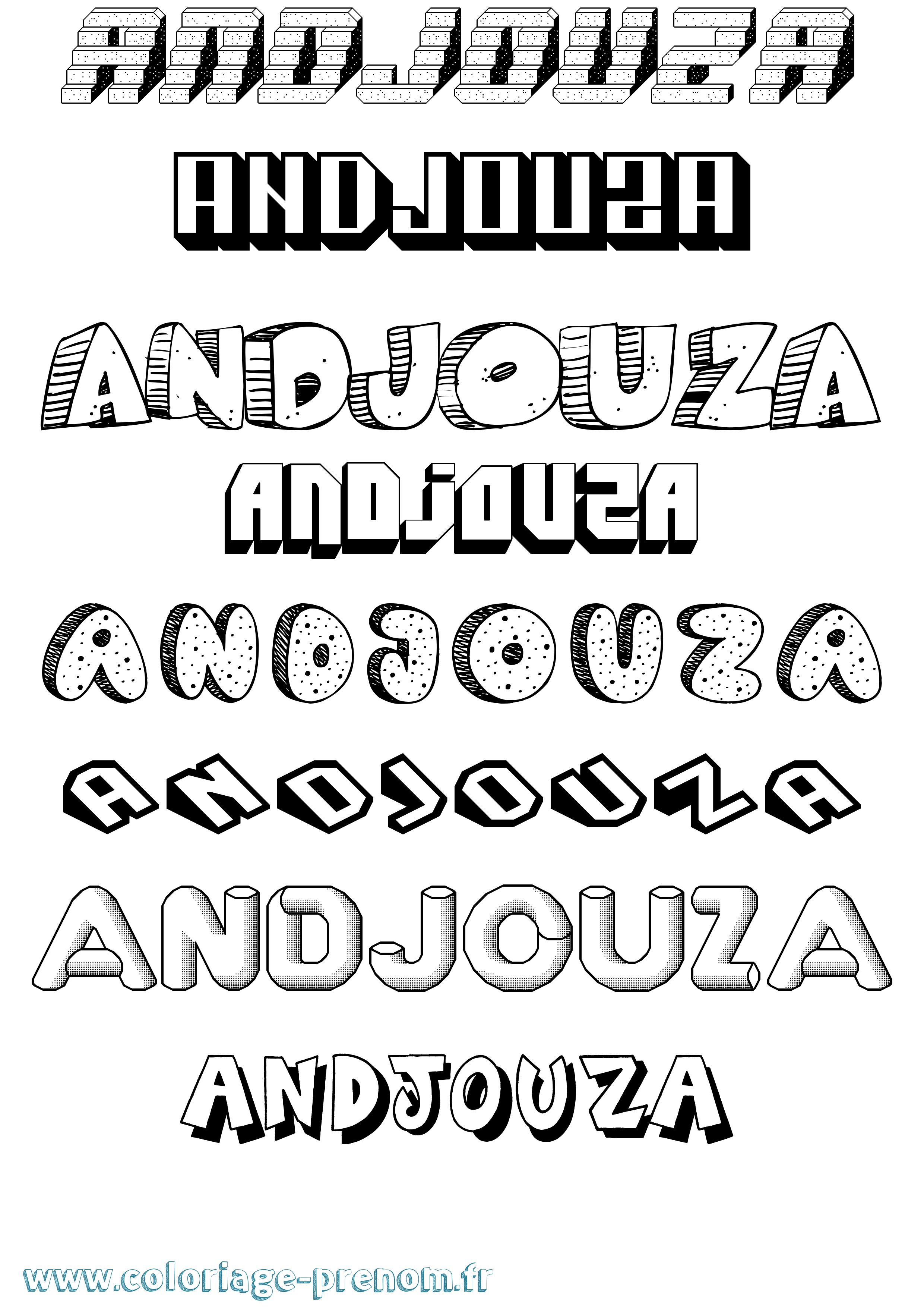 Coloriage Andjouza Effet 3D Coloriage prénom Andjouza Effet 3D
