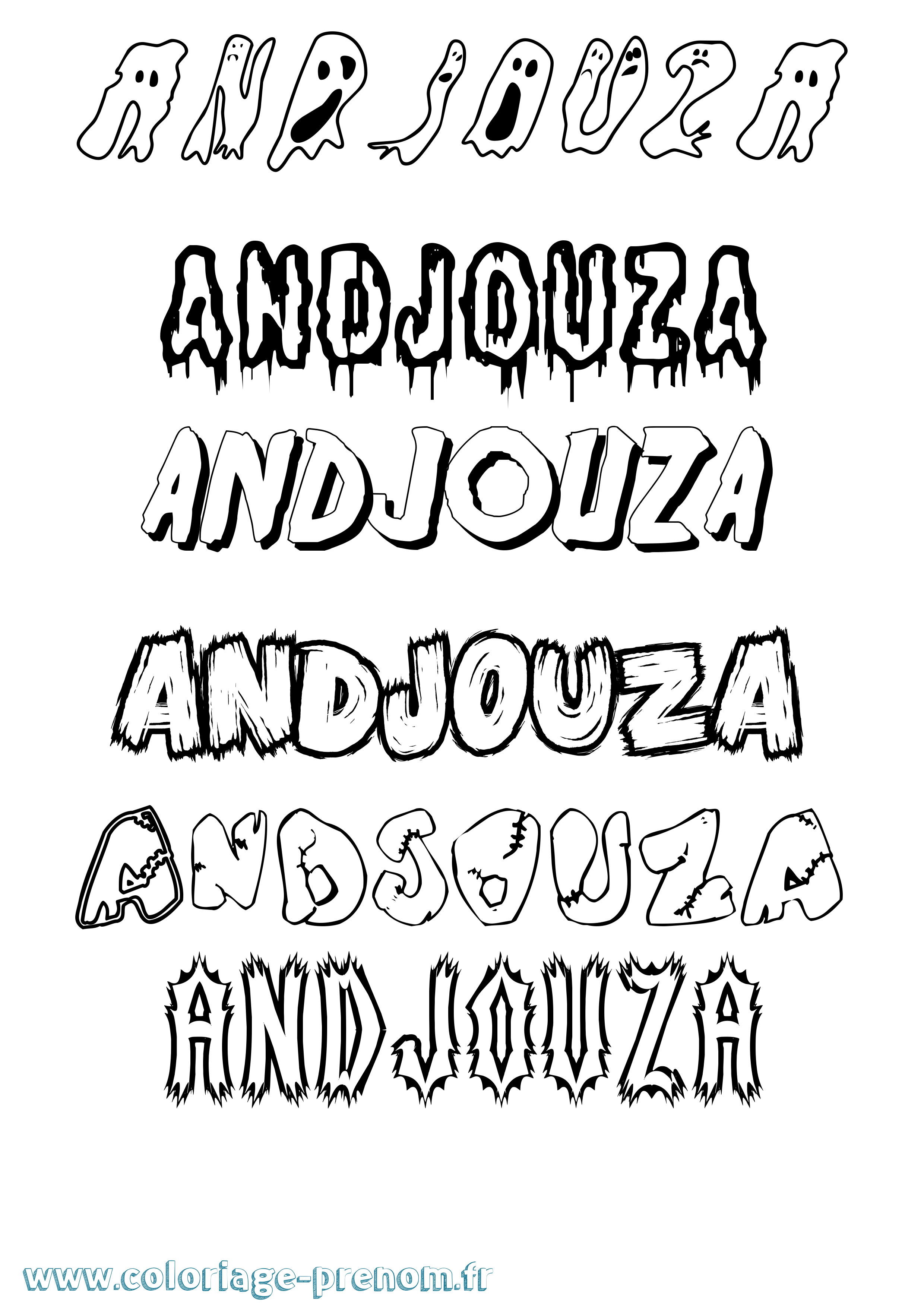 Coloriage Andjouza Frisson Coloriage prénom Andjouza Frisson
