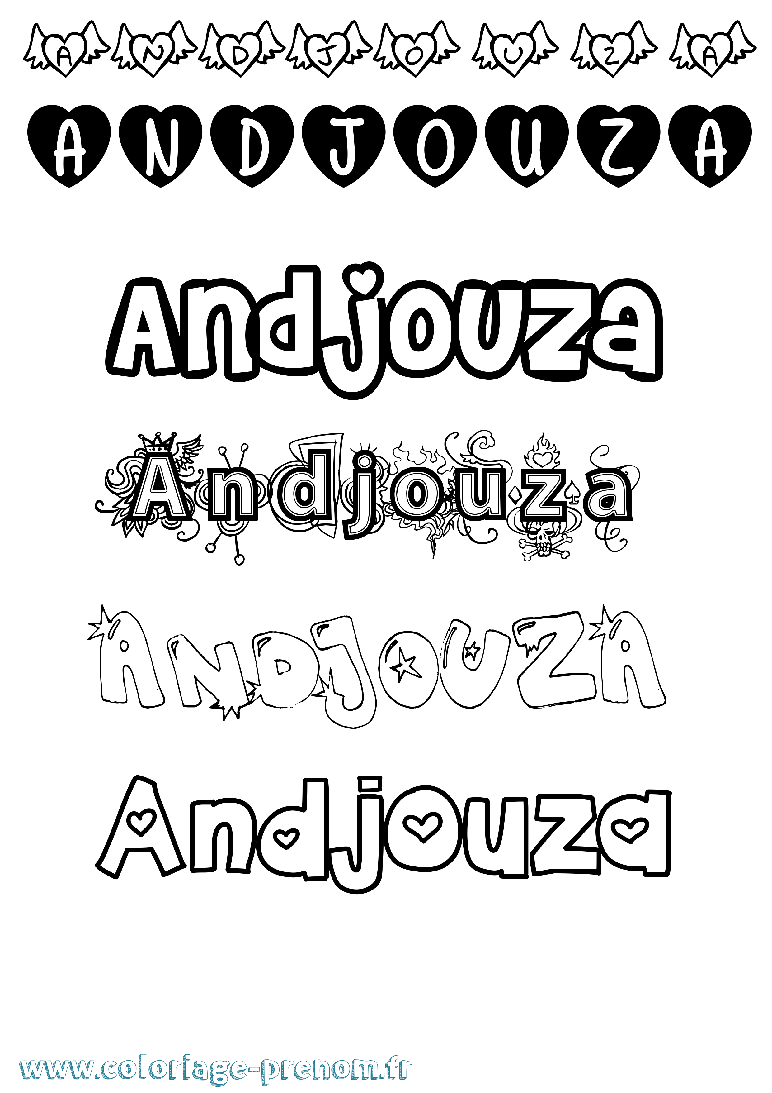 Coloriage Andjouza Girly Coloriage prénom Andjouza Girly