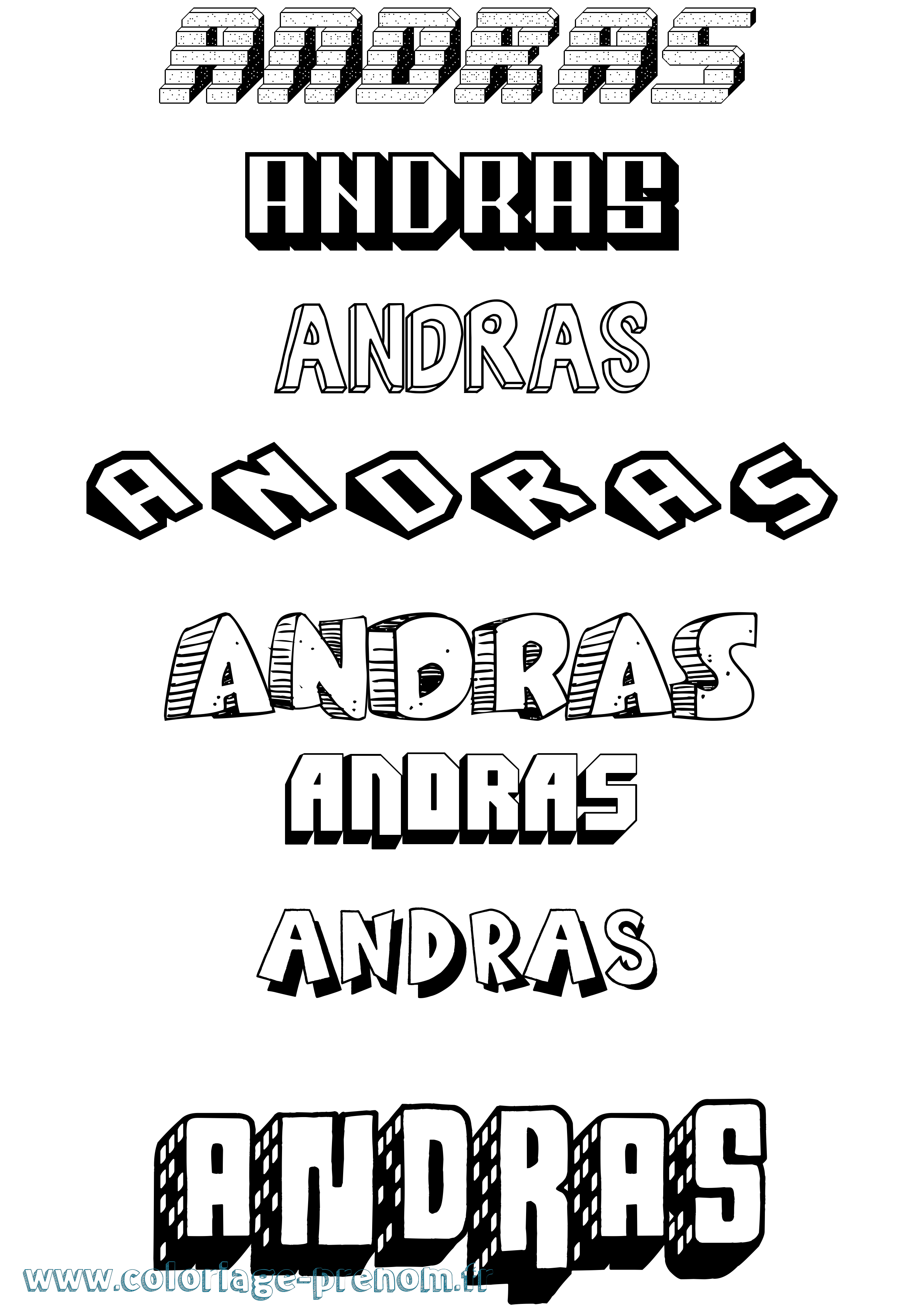 Coloriage Andras Effet 3D Coloriage prénom Andras Effet 3D
