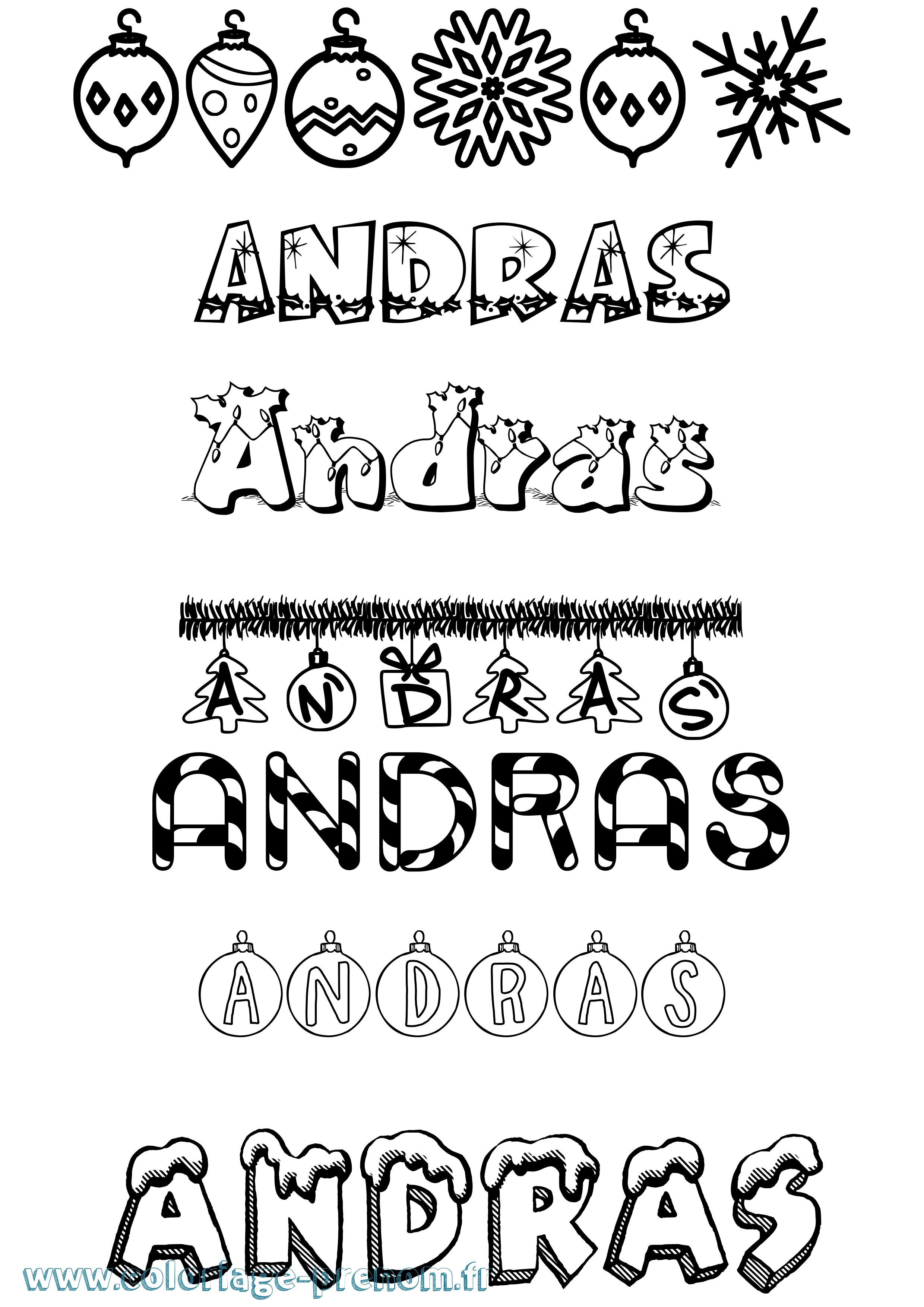 Coloriage Andras Noël Coloriage prénom Andras Noël