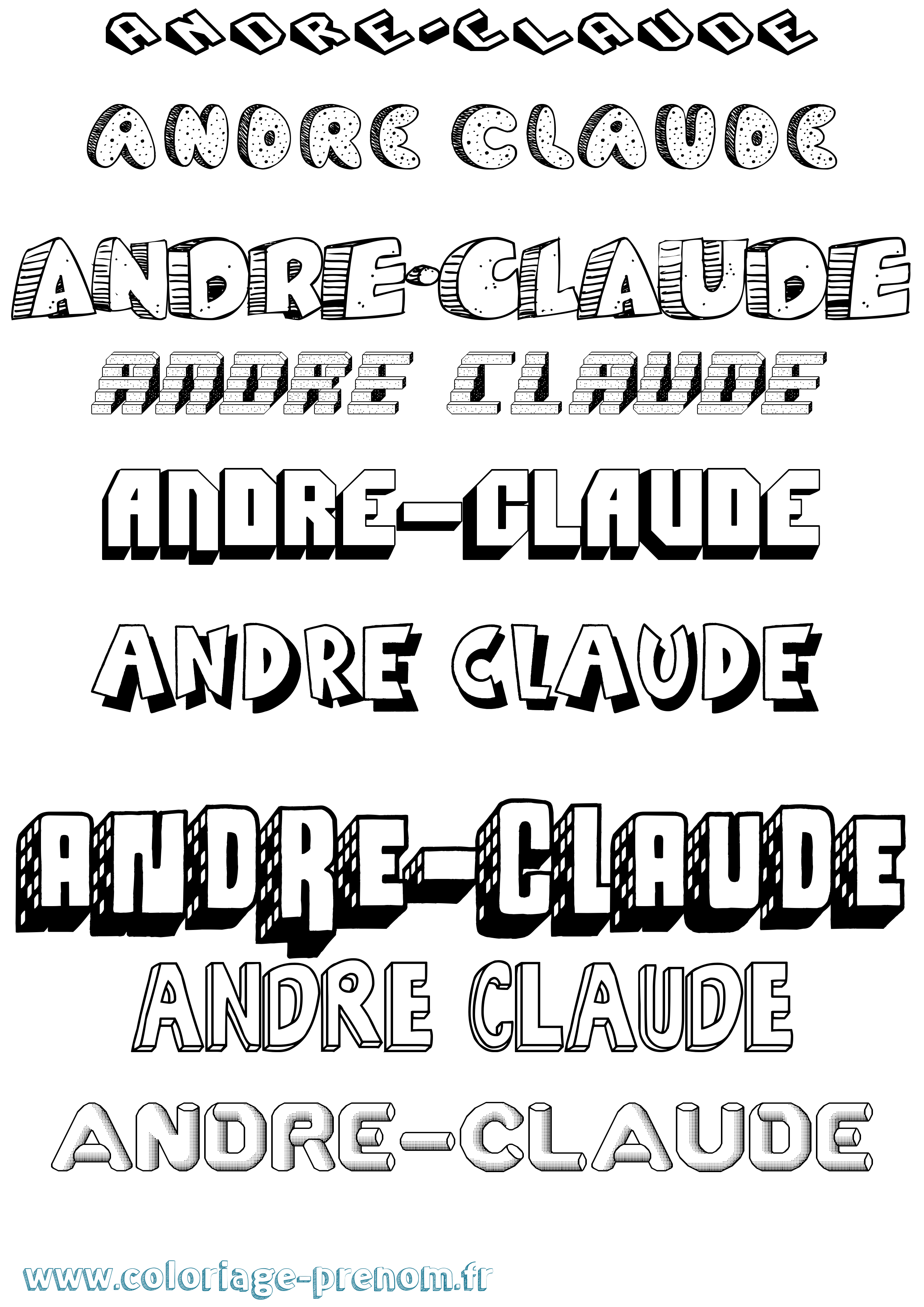 Coloriage André-Claude Effet 3D Coloriage prénom André-Claude Effet 3D