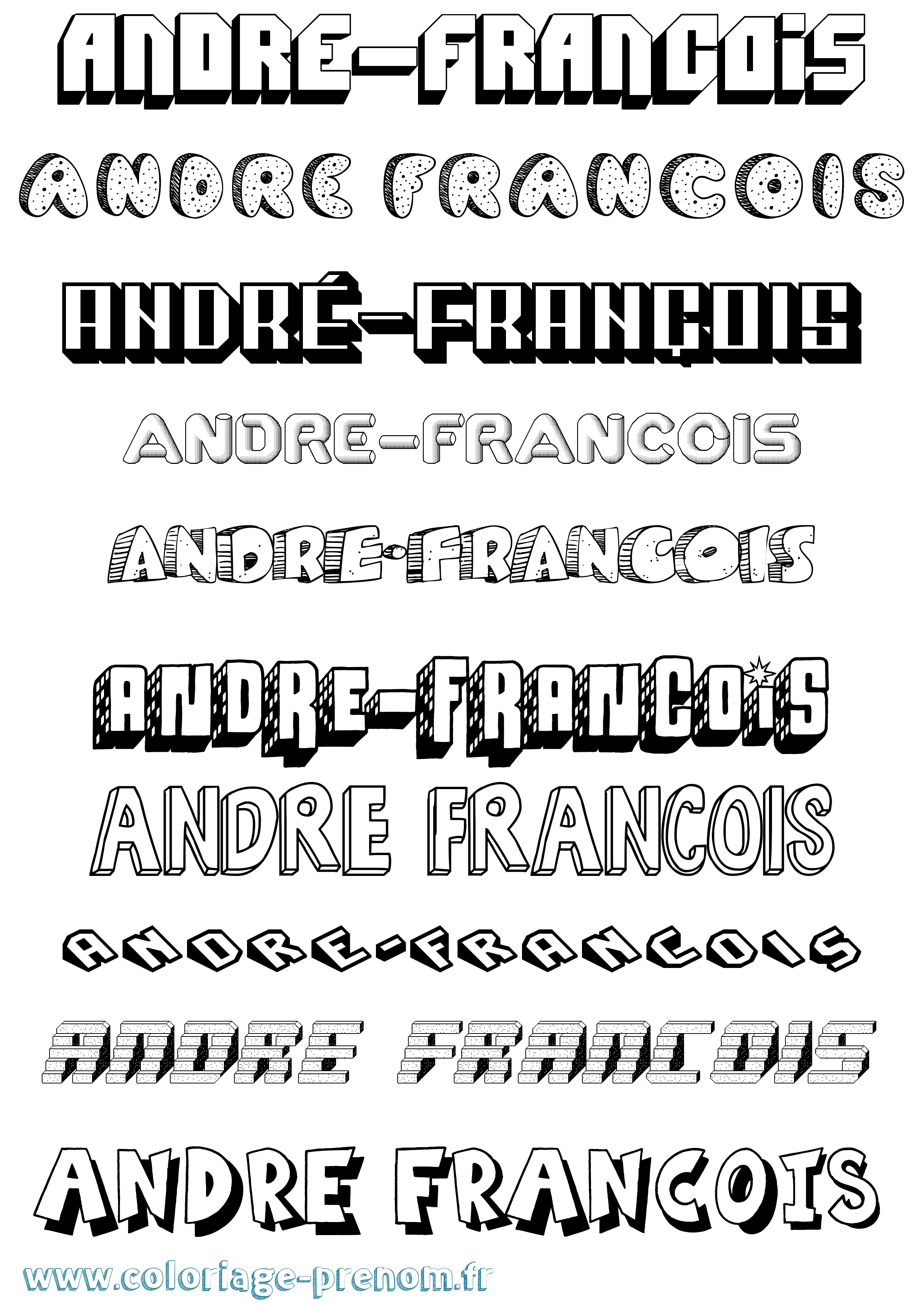 Coloriage André-François Effet 3D Coloriage prénom André-François Effet 3D