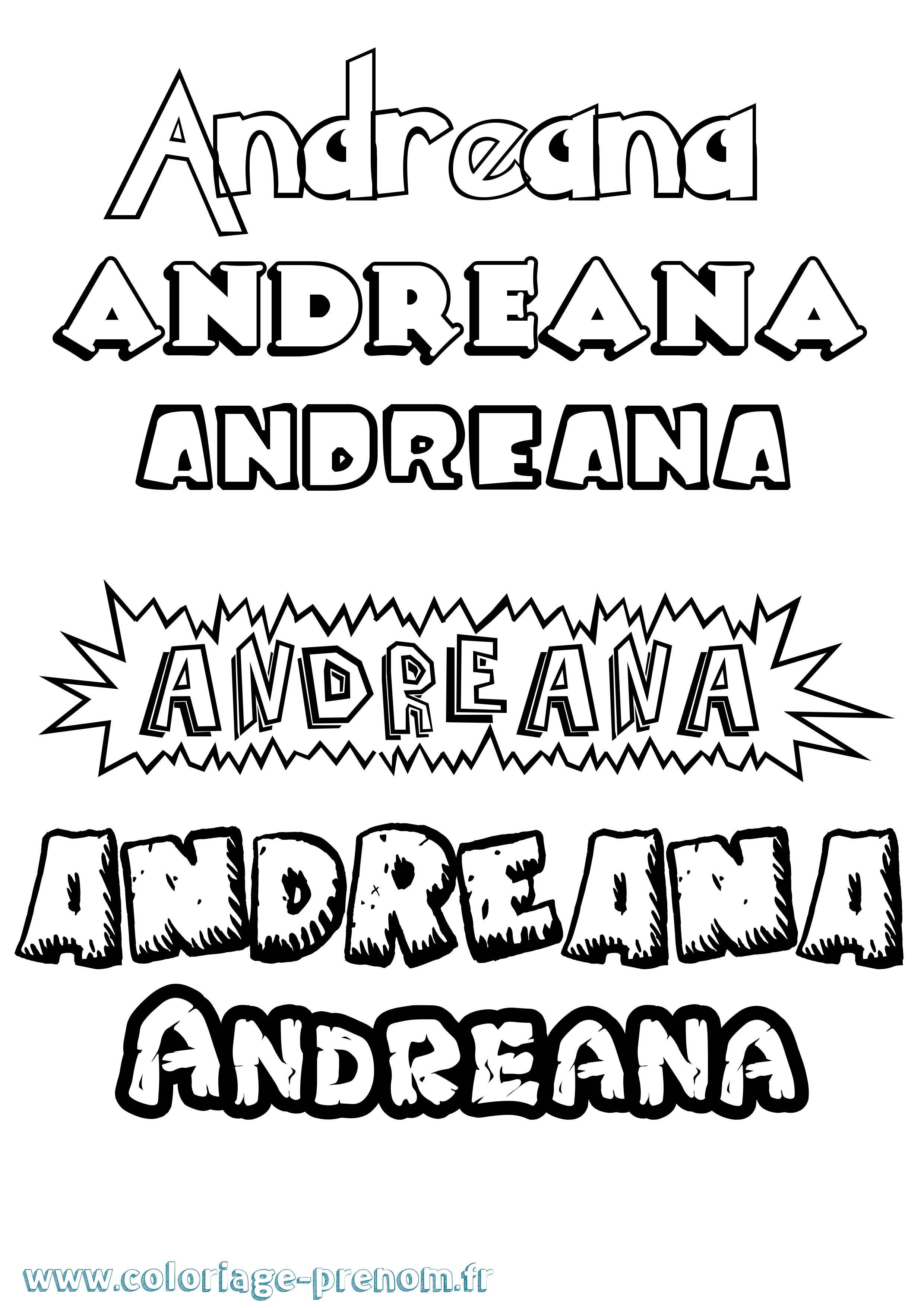 Coloriage Andreana Dessin Animé Coloriage prénom Andreana Dessin Animé