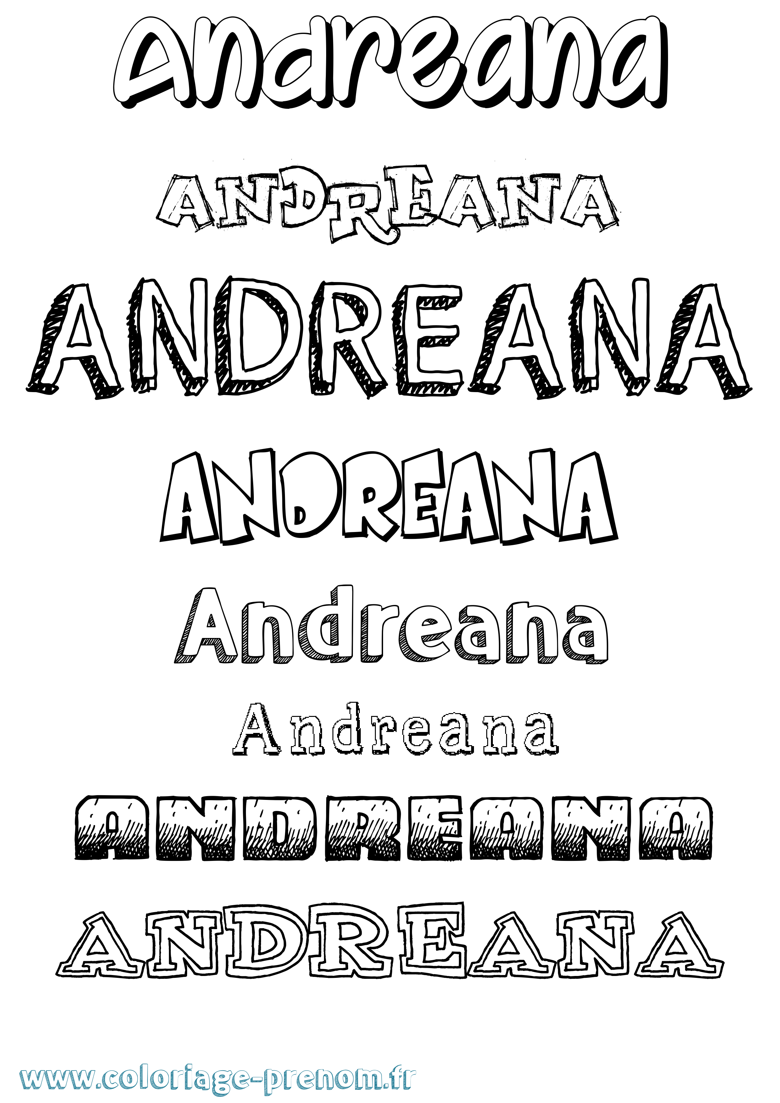 Coloriage Andreana Dessiné Coloriage prénom Andreana Dessiné
