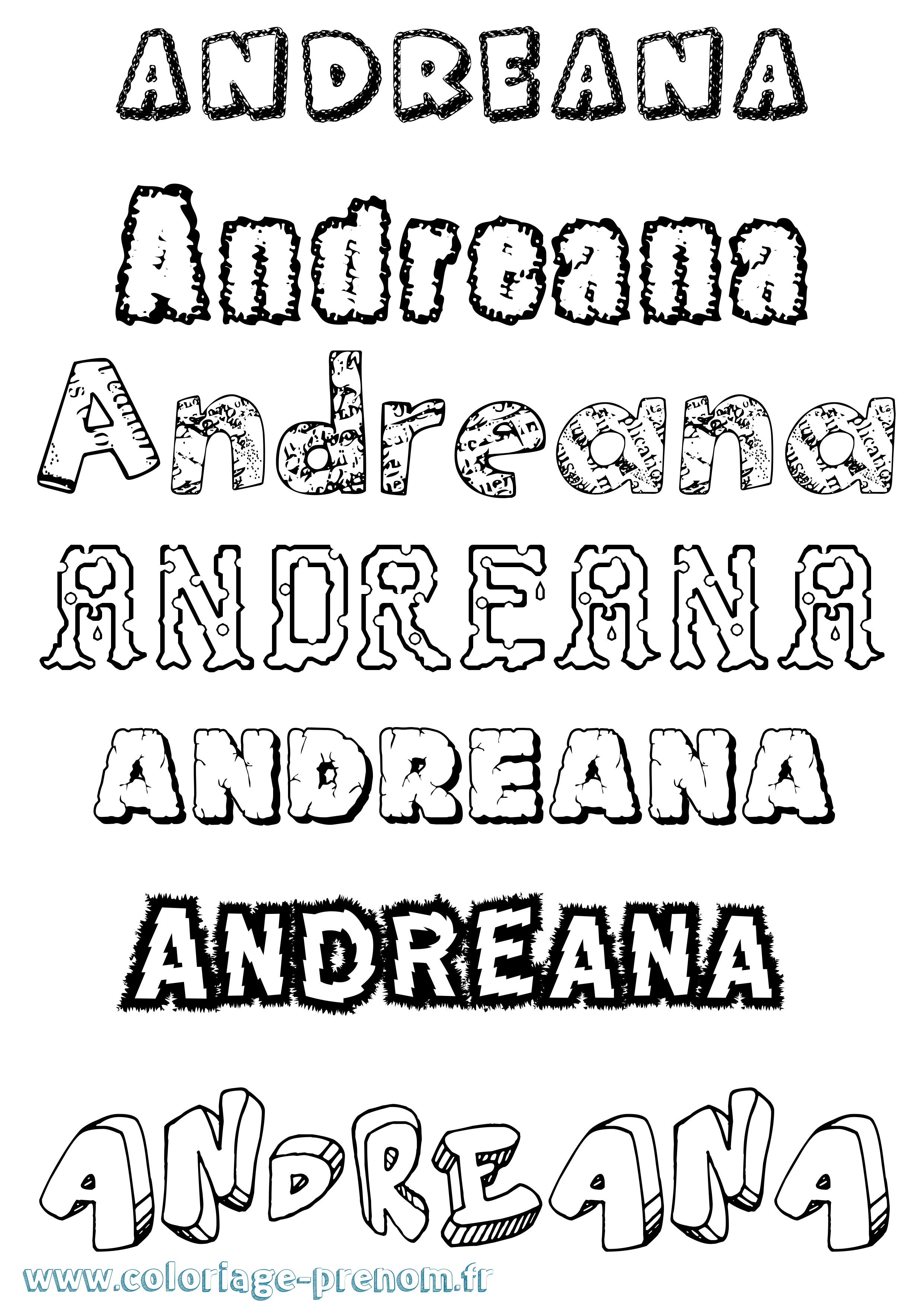 Coloriage Andreana Destructuré Coloriage prénom Andreana Destructuré