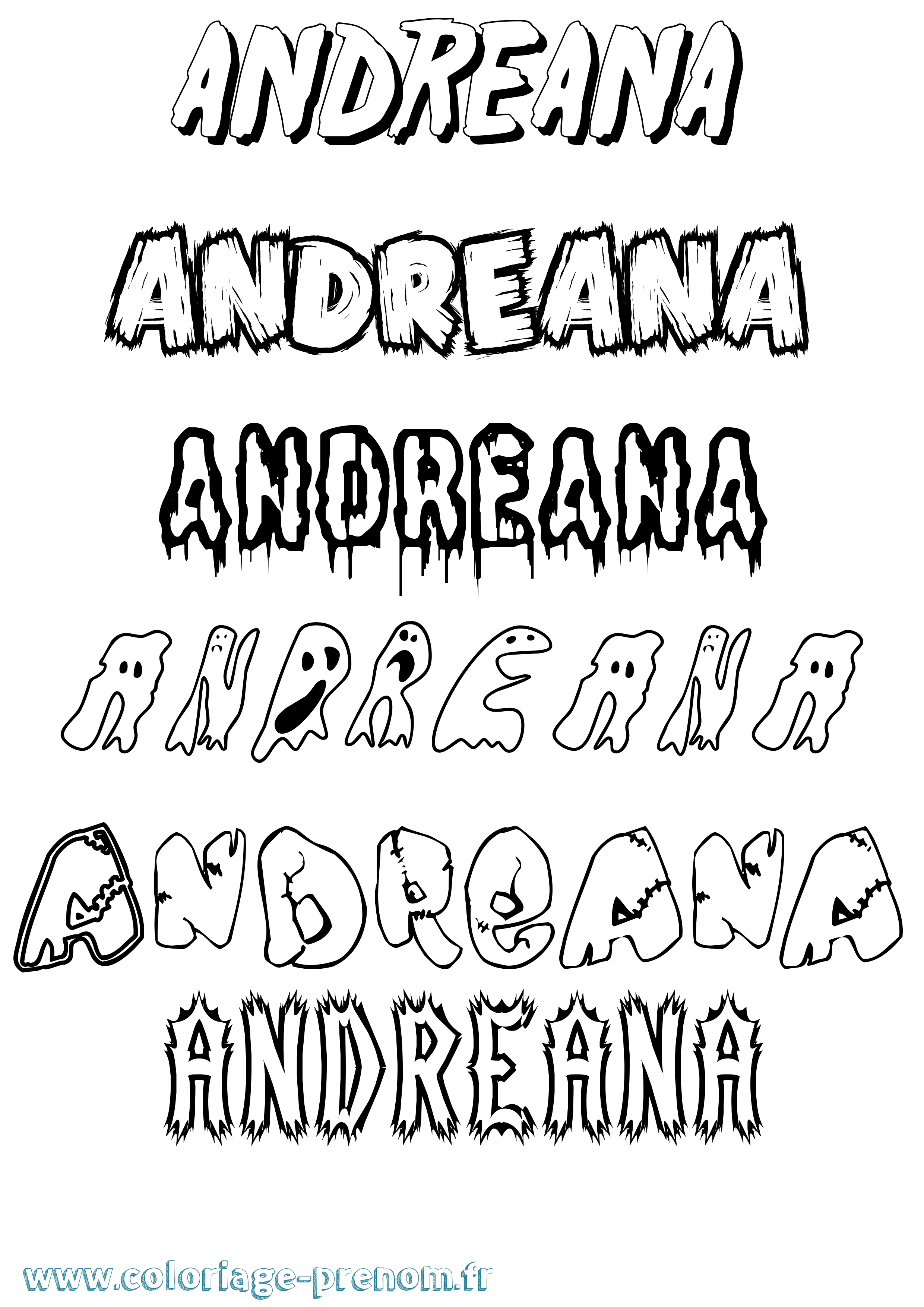 Coloriage Andreana Frisson Coloriage prénom Andreana Frisson