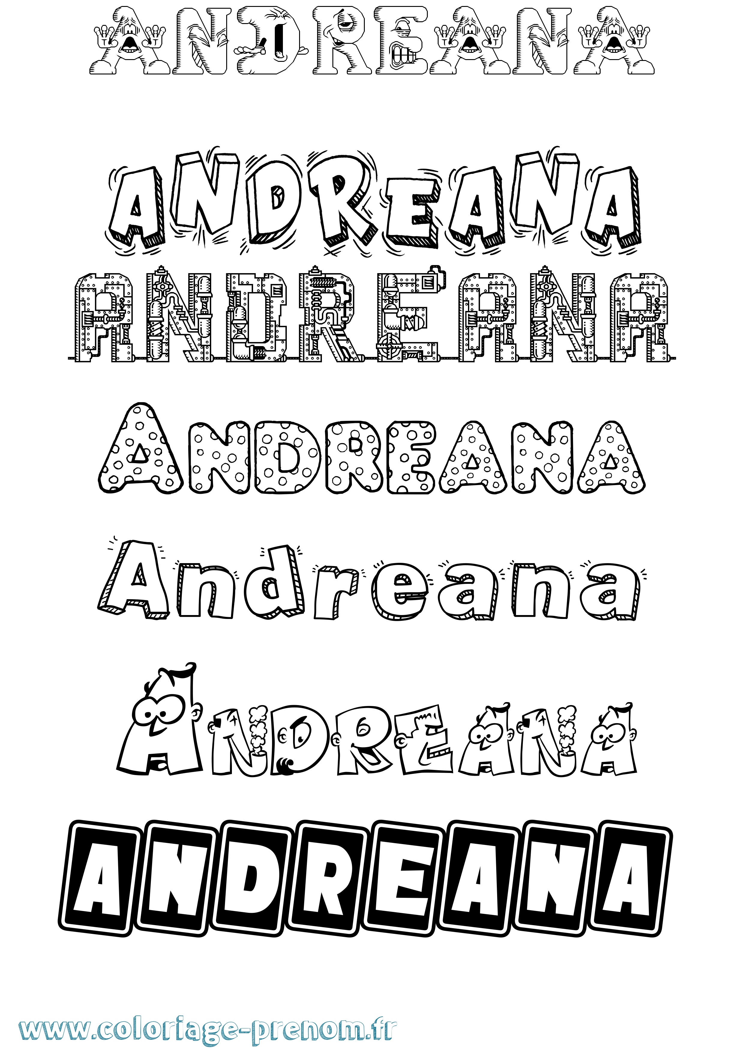 Coloriage Andreana Fun Coloriage prénom Andreana Fun
