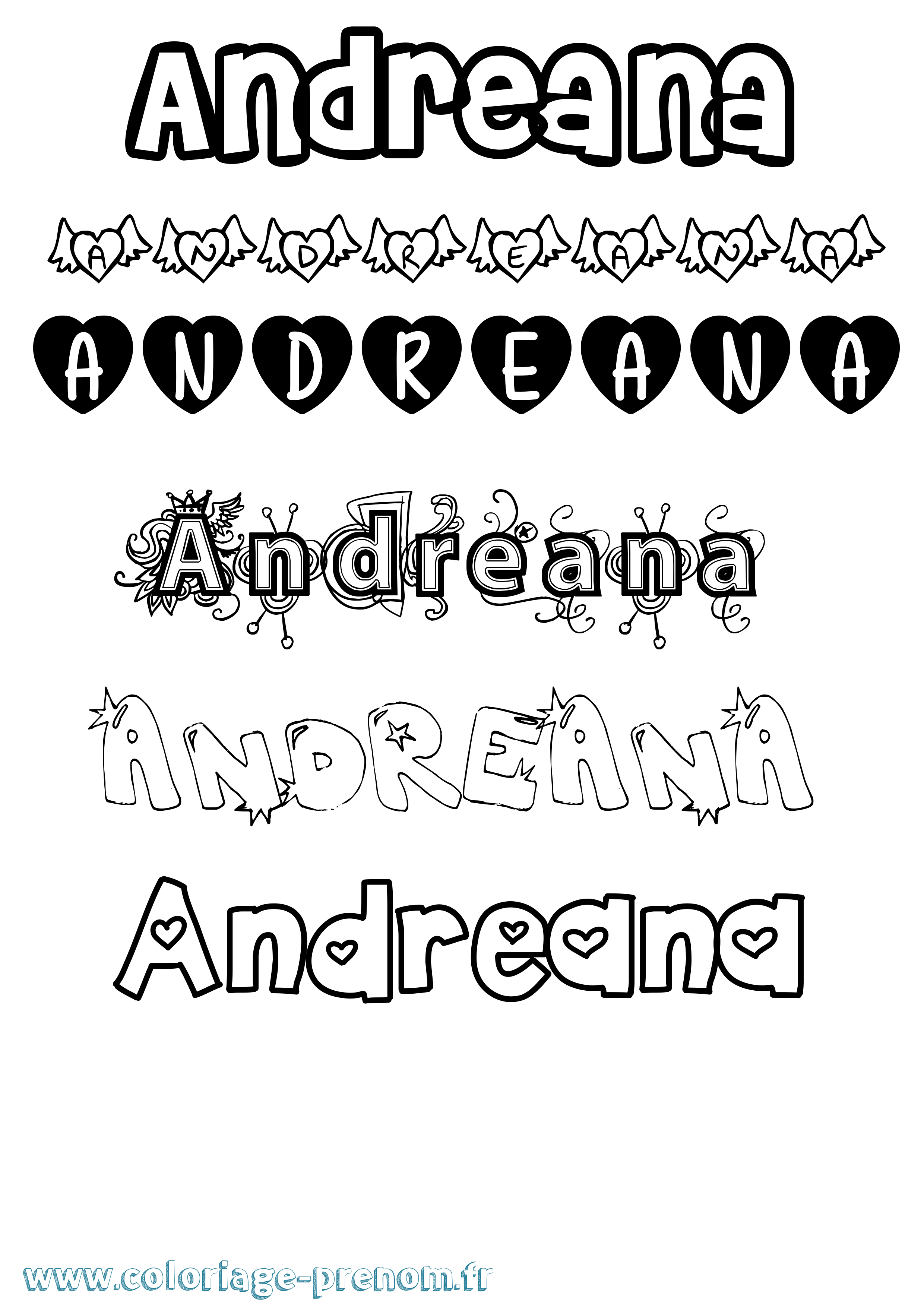 Coloriage Andreana Girly Coloriage prénom Andreana Girly