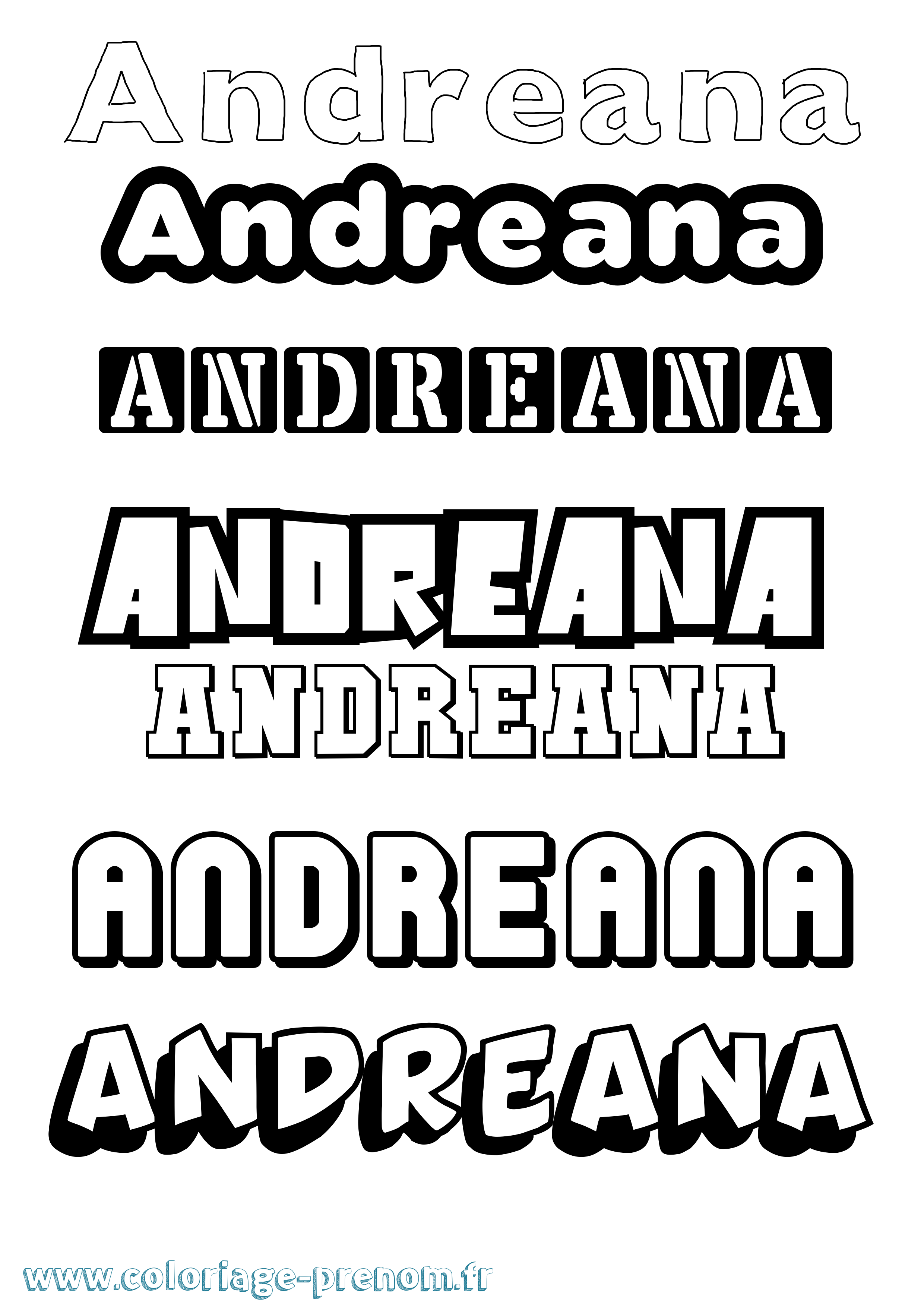 Coloriage Andreana Simple Coloriage prénom Andreana Simple