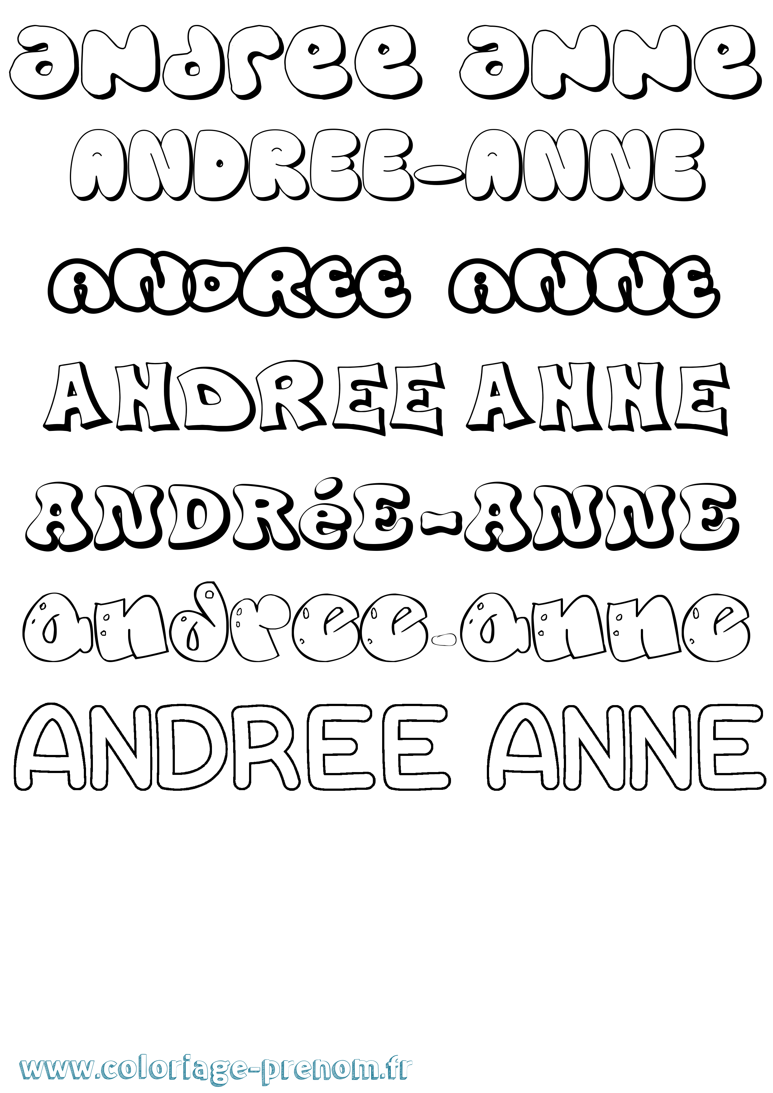 Coloriage Andrée-Anne Bubble Coloriage prénom Andrée-Anne Bubble