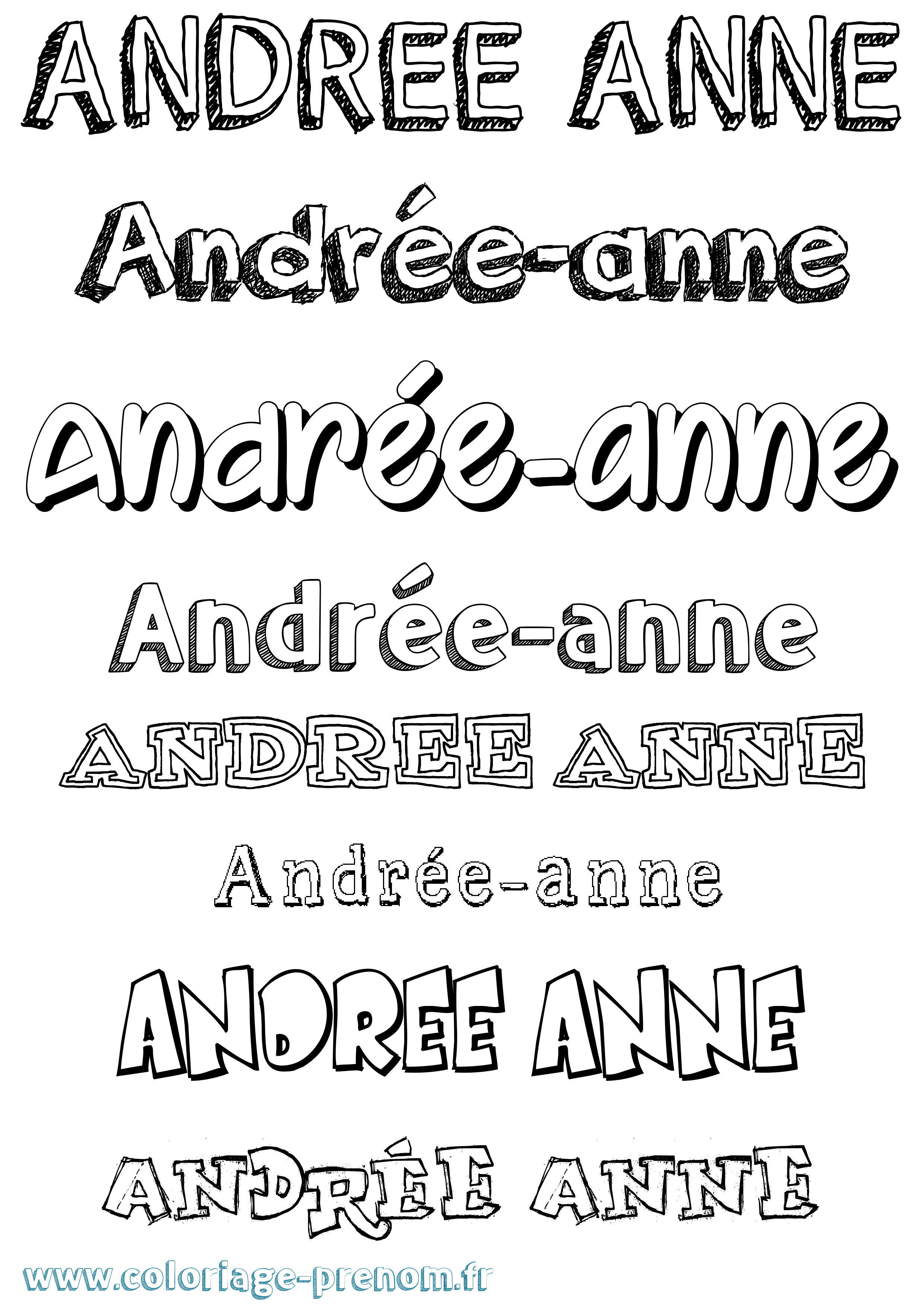 Coloriage Andrée-Anne Dessiné Coloriage prénom Andrée-Anne Dessiné
