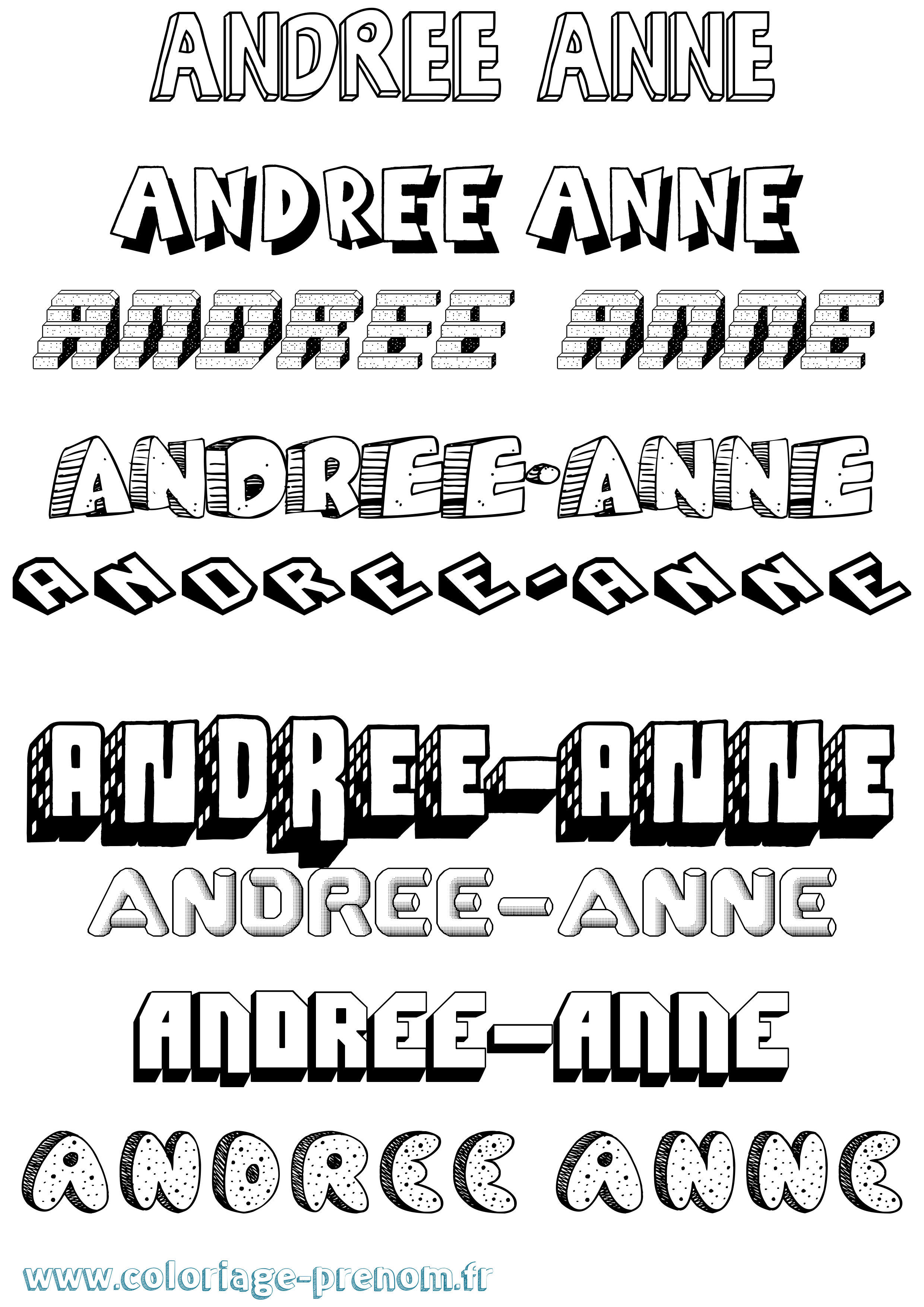 Coloriage Andrée-Anne Effet 3D Coloriage prénom Andrée-Anne Effet 3D