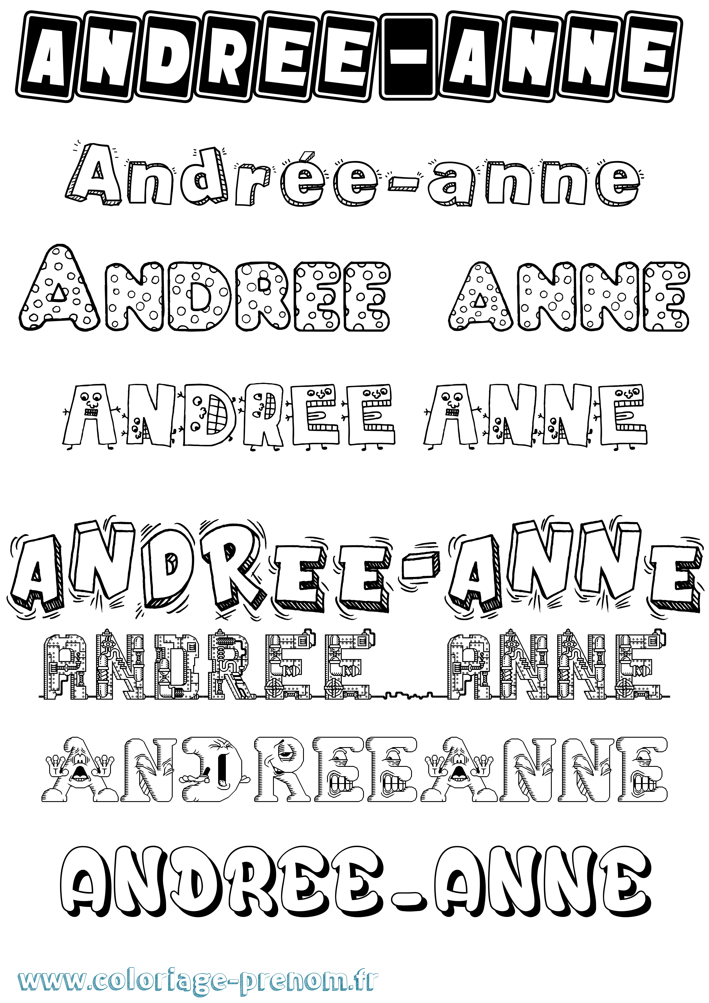 Coloriage Andrée-Anne Fun Coloriage prénom Andrée-Anne Fun