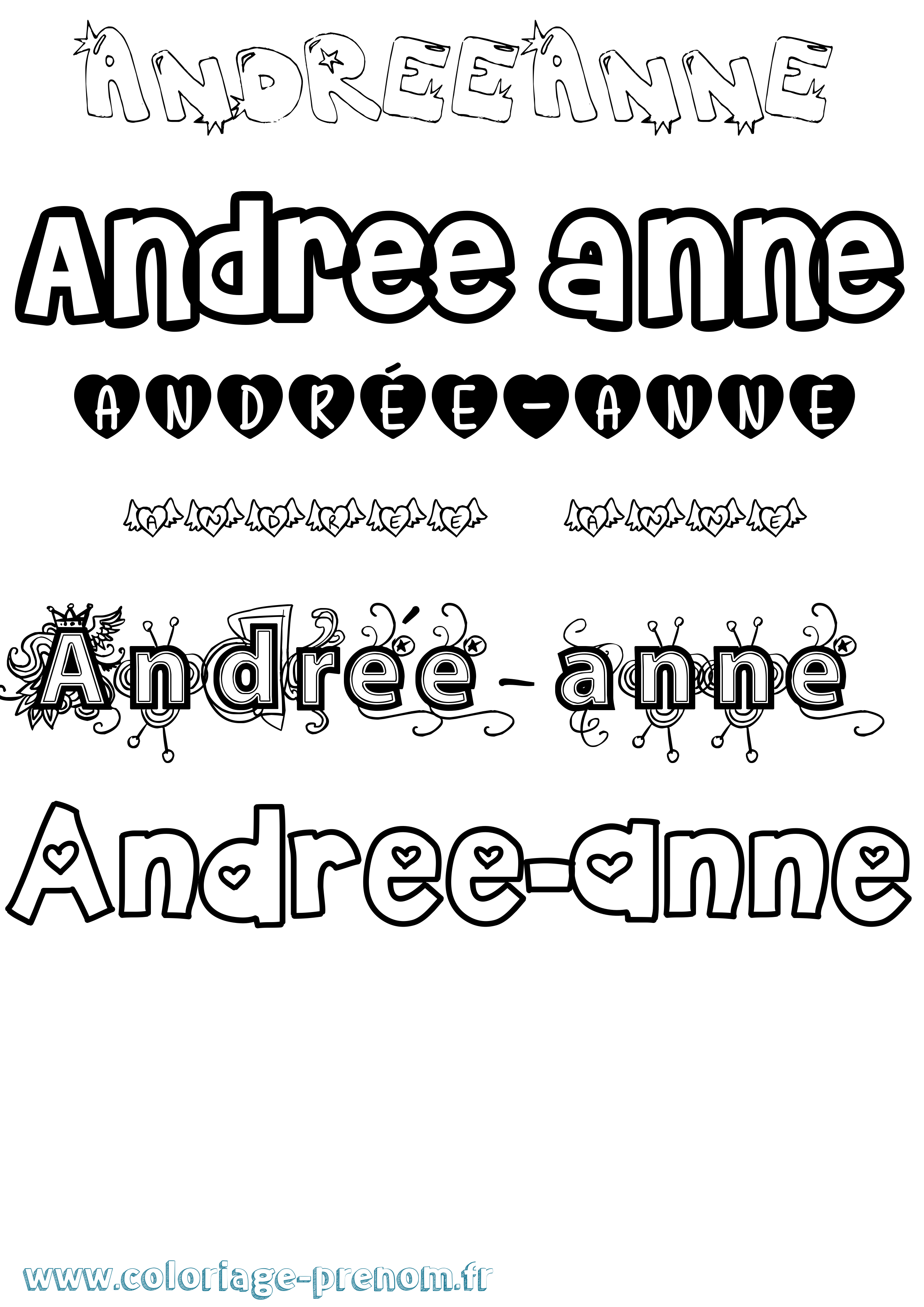 Coloriage Andrée-Anne Girly Coloriage prénom Andrée-Anne Girly