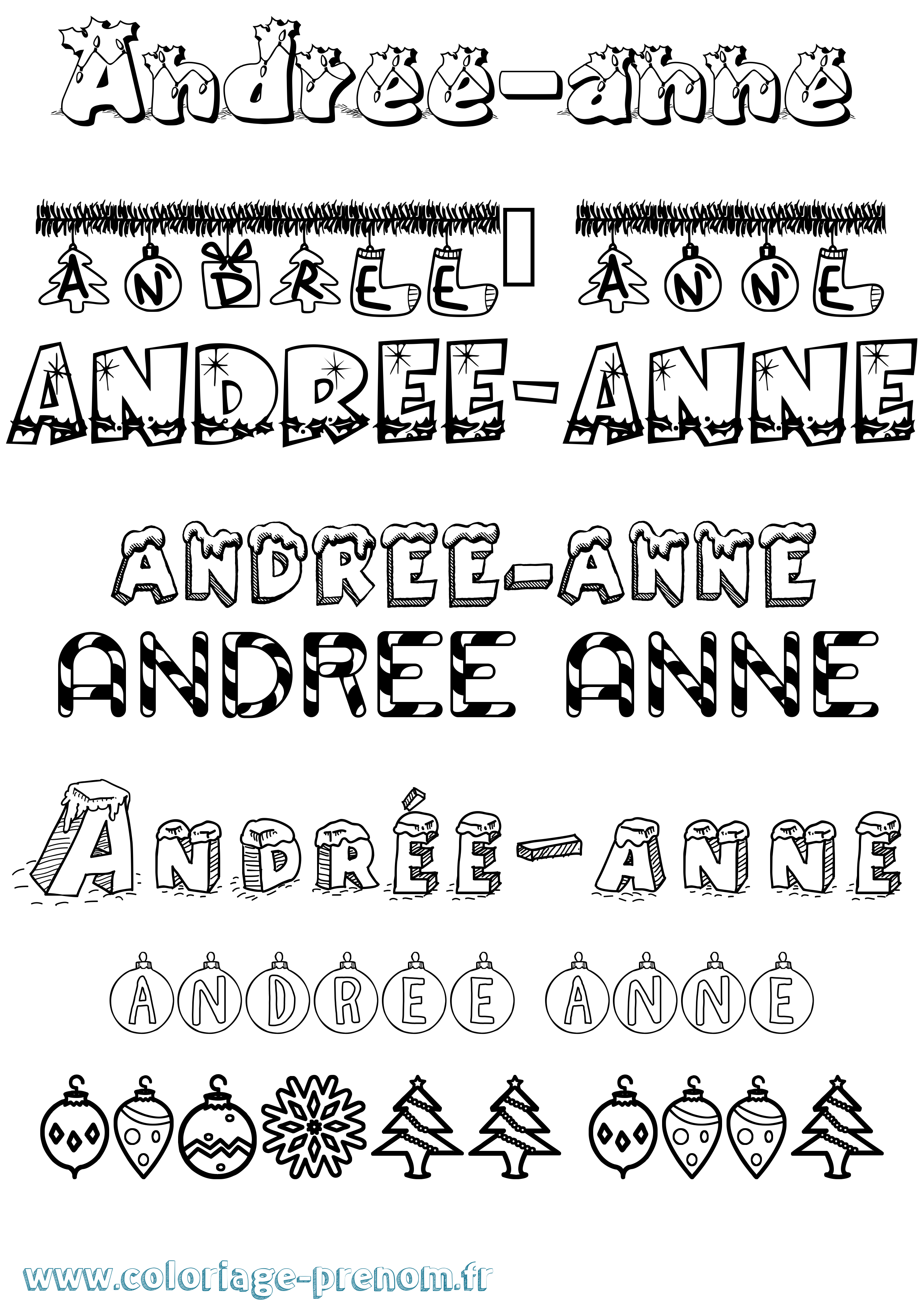Coloriage Andrée-Anne Noël Coloriage prénom Andrée-Anne Noël
