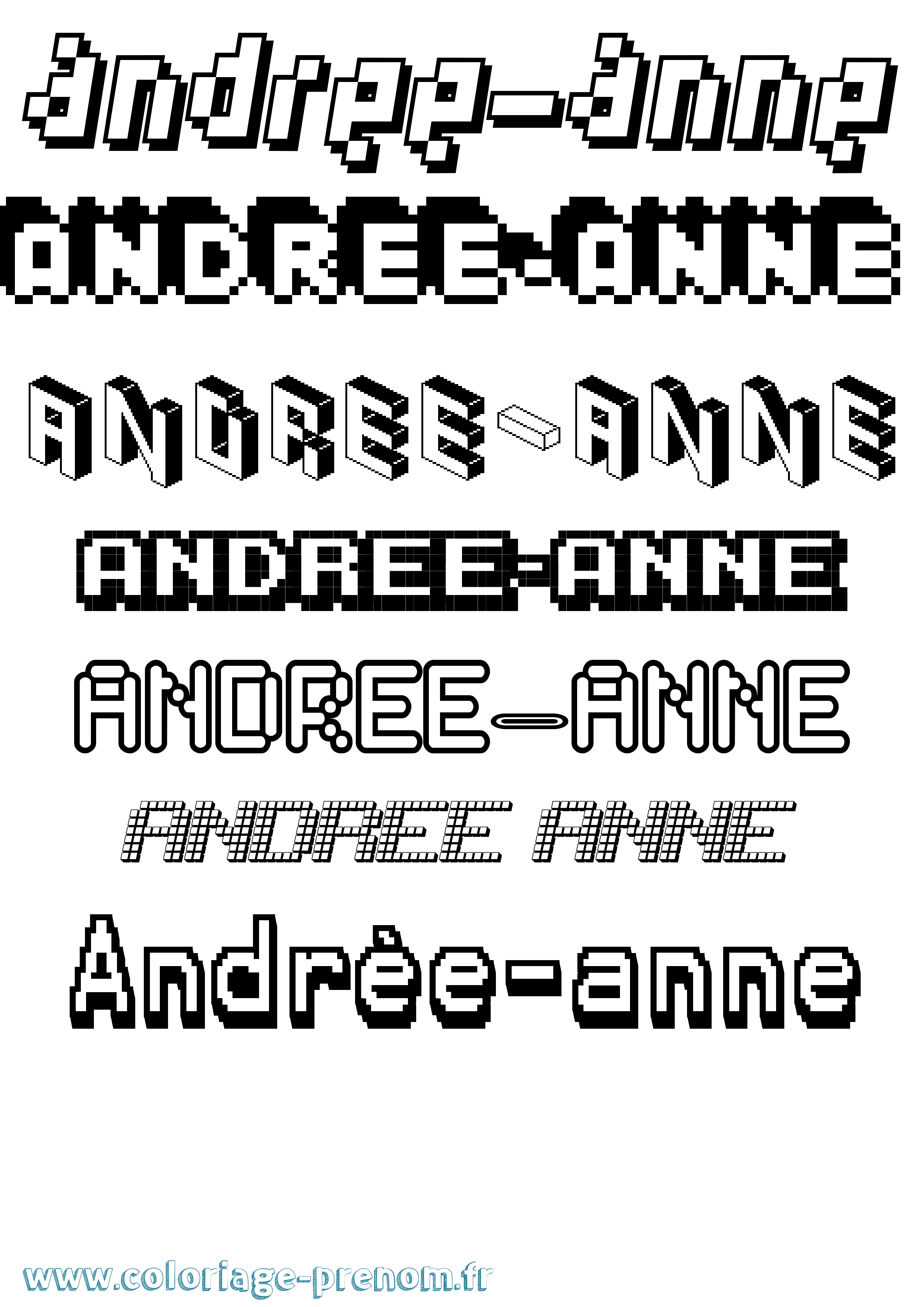 Coloriage Andrée-Anne Pixel Coloriage prénom Andrée-Anne Pixel