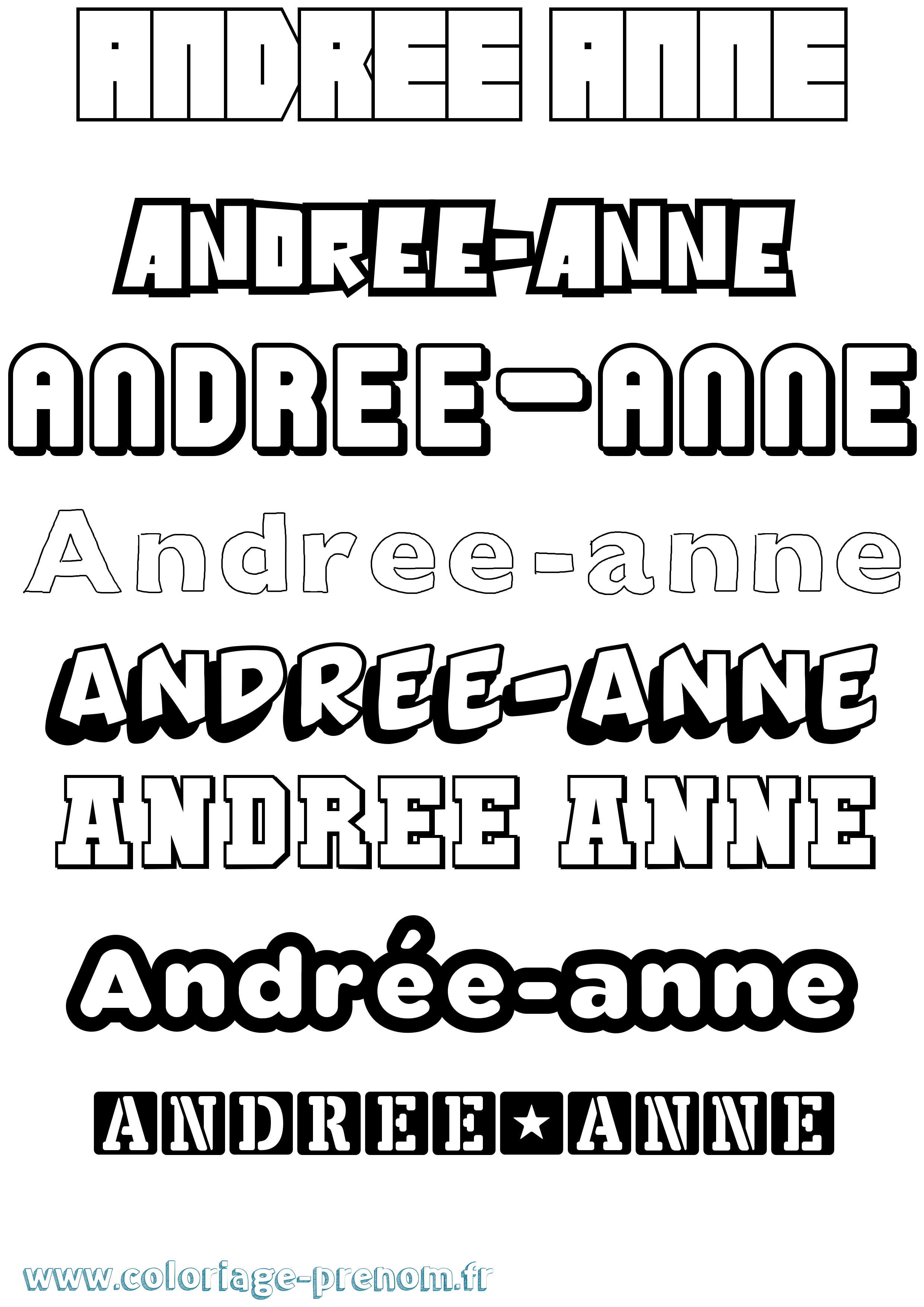 Coloriage Andrée-Anne Simple Coloriage prénom Andrée-Anne Simple