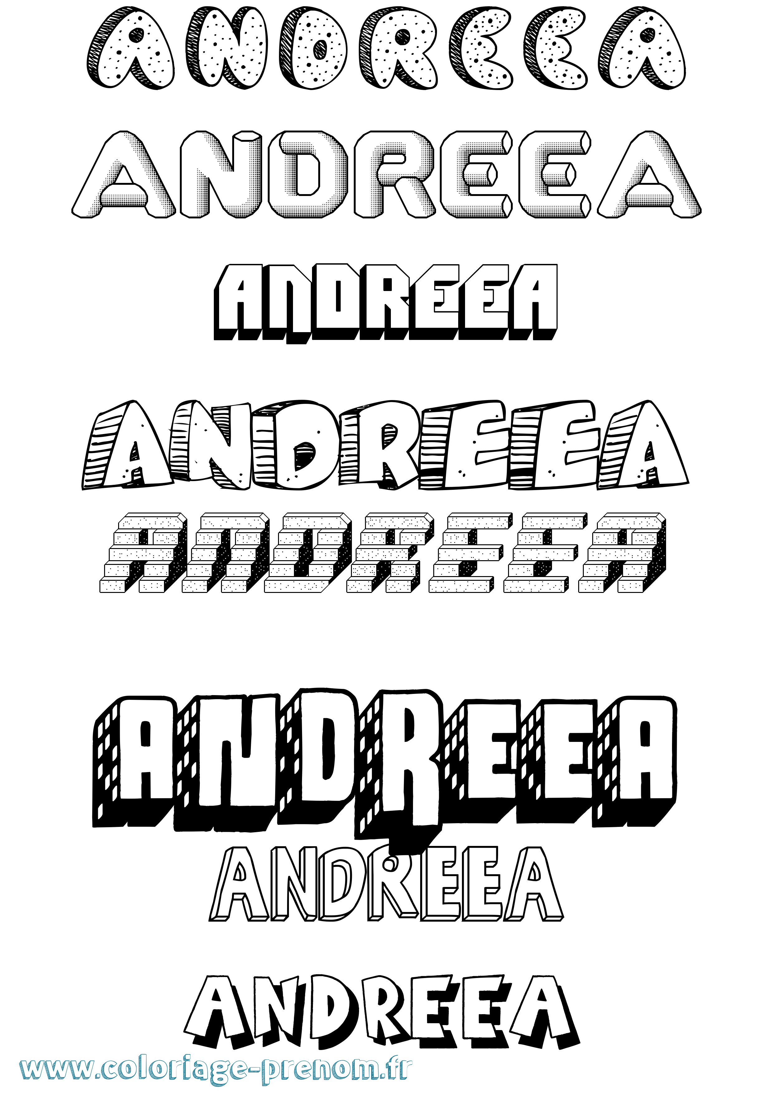 Coloriage Andreea Effet 3D Coloriage prénom Andreea Effet 3D