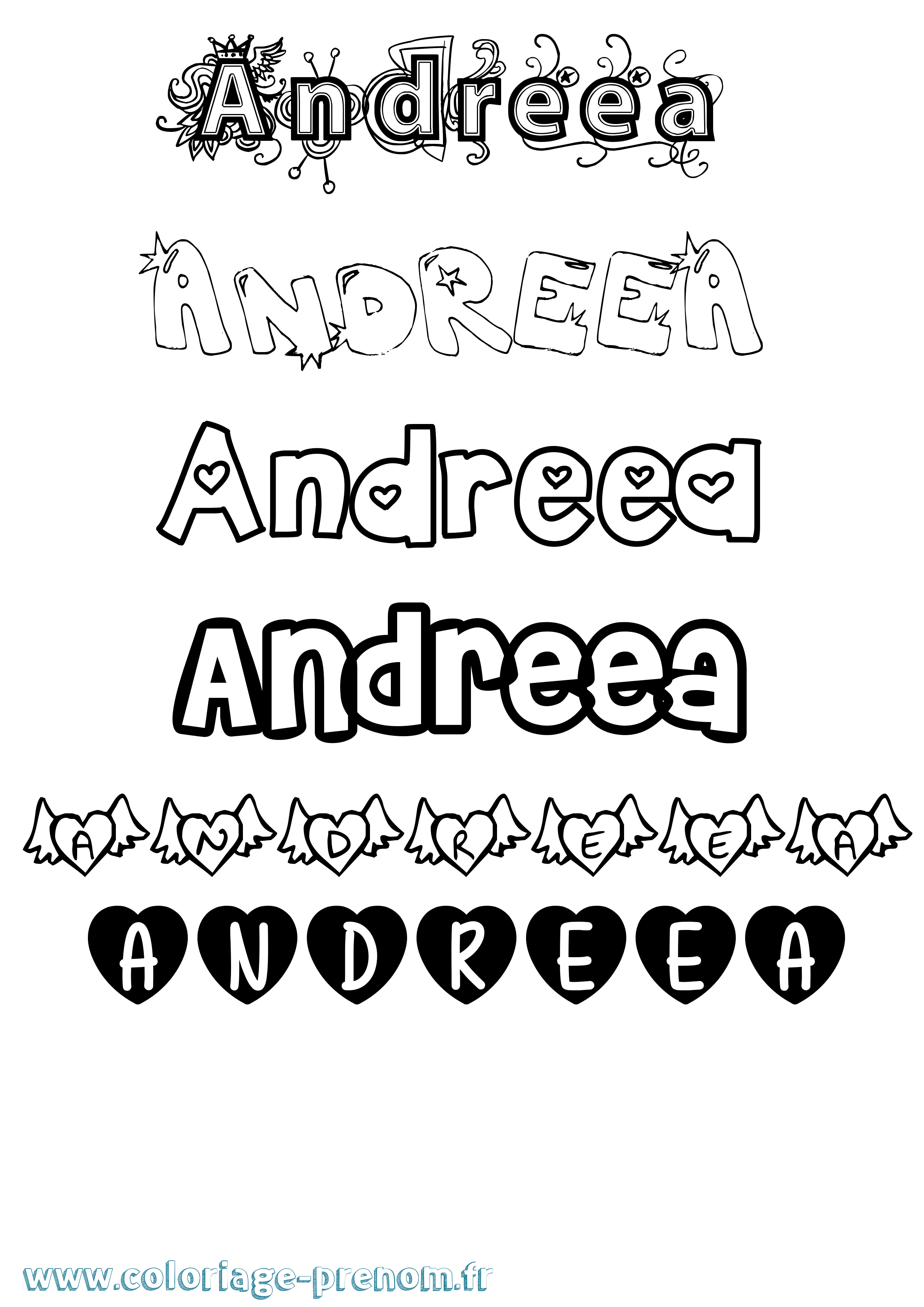 Coloriage Andreea Girly Coloriage prénom Andreea Girly