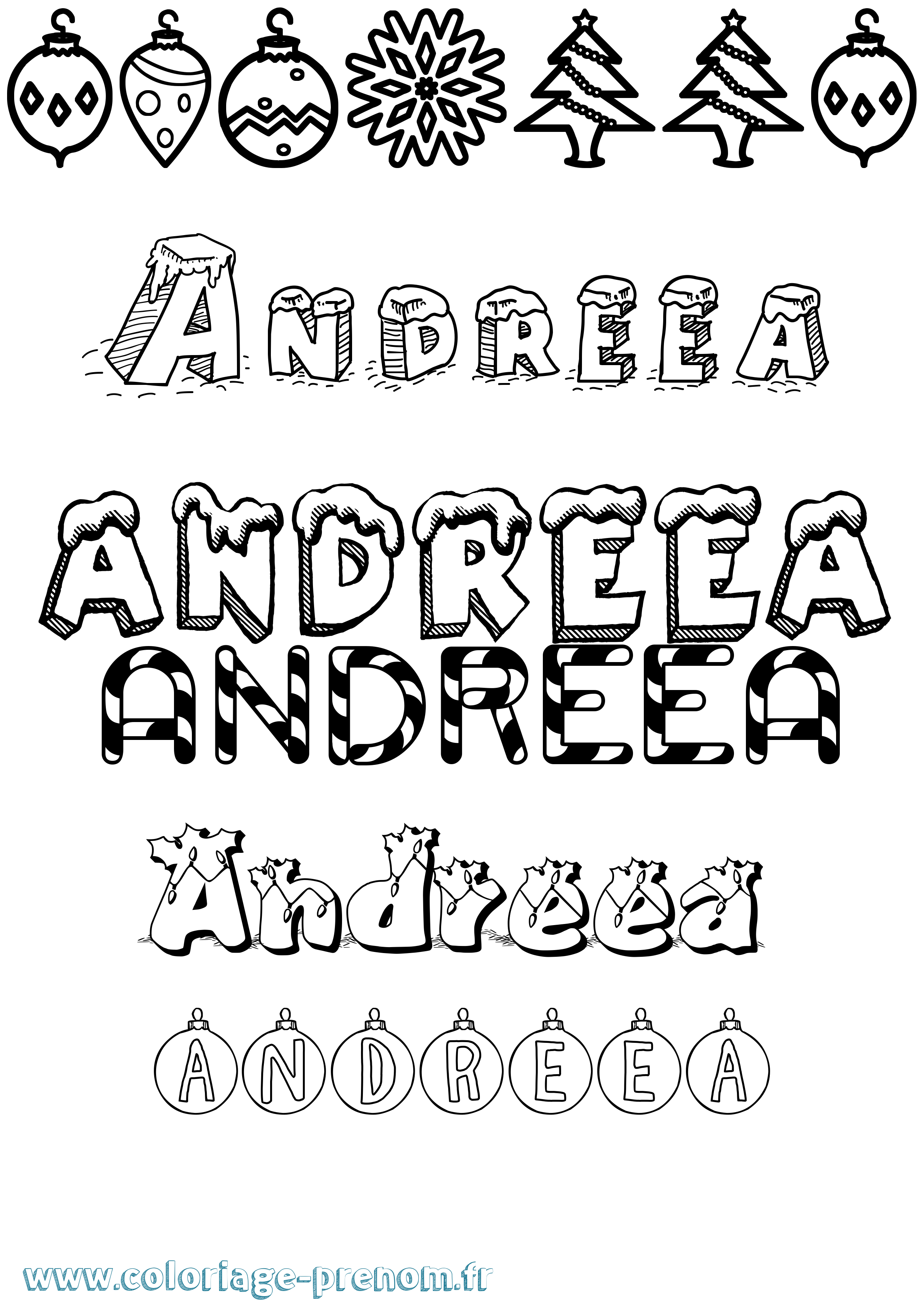 Coloriage Andreea Noël Coloriage prénom Andreea Noël