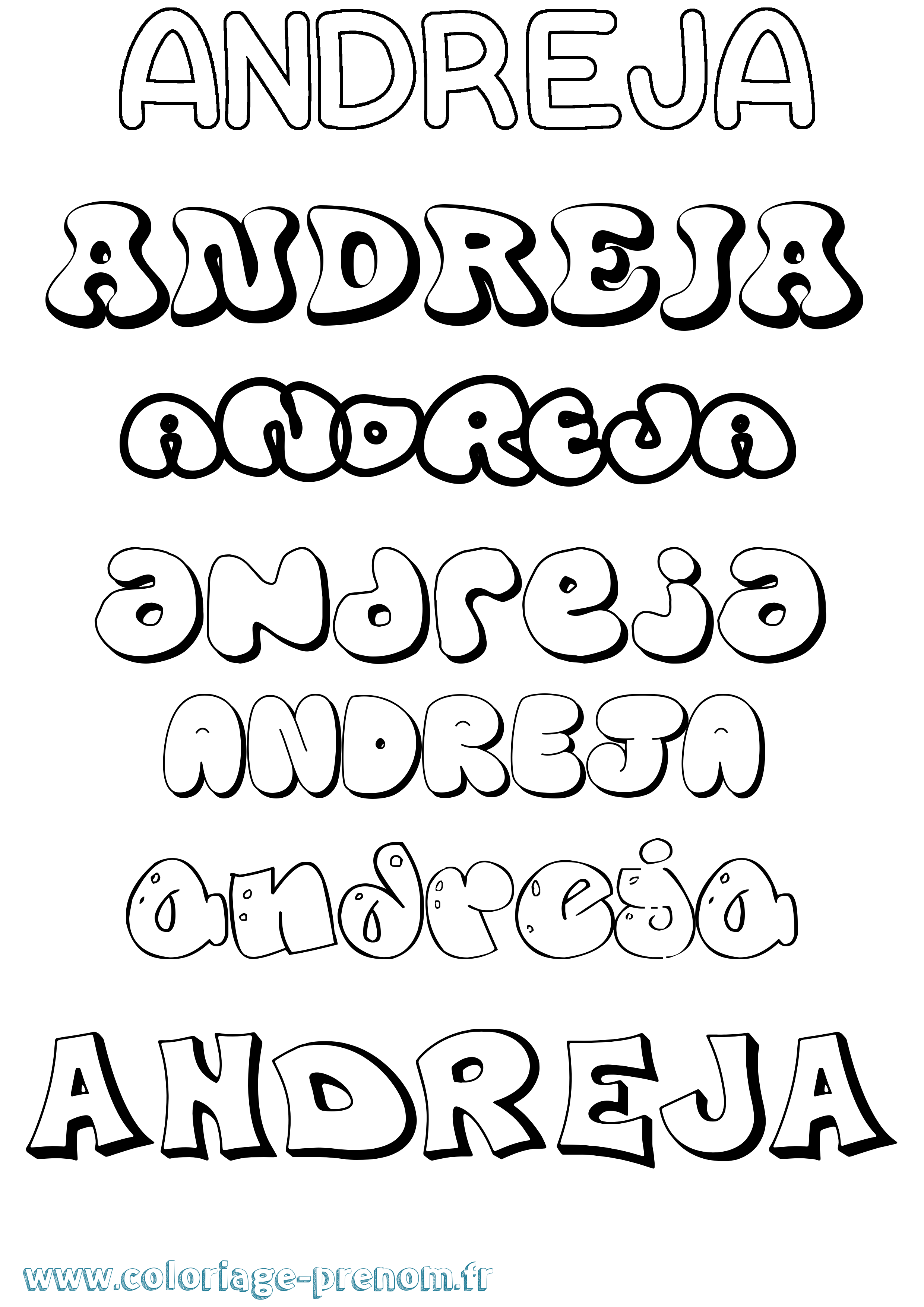 Coloriage Andreja Bubble Coloriage prénom Andreja Bubble