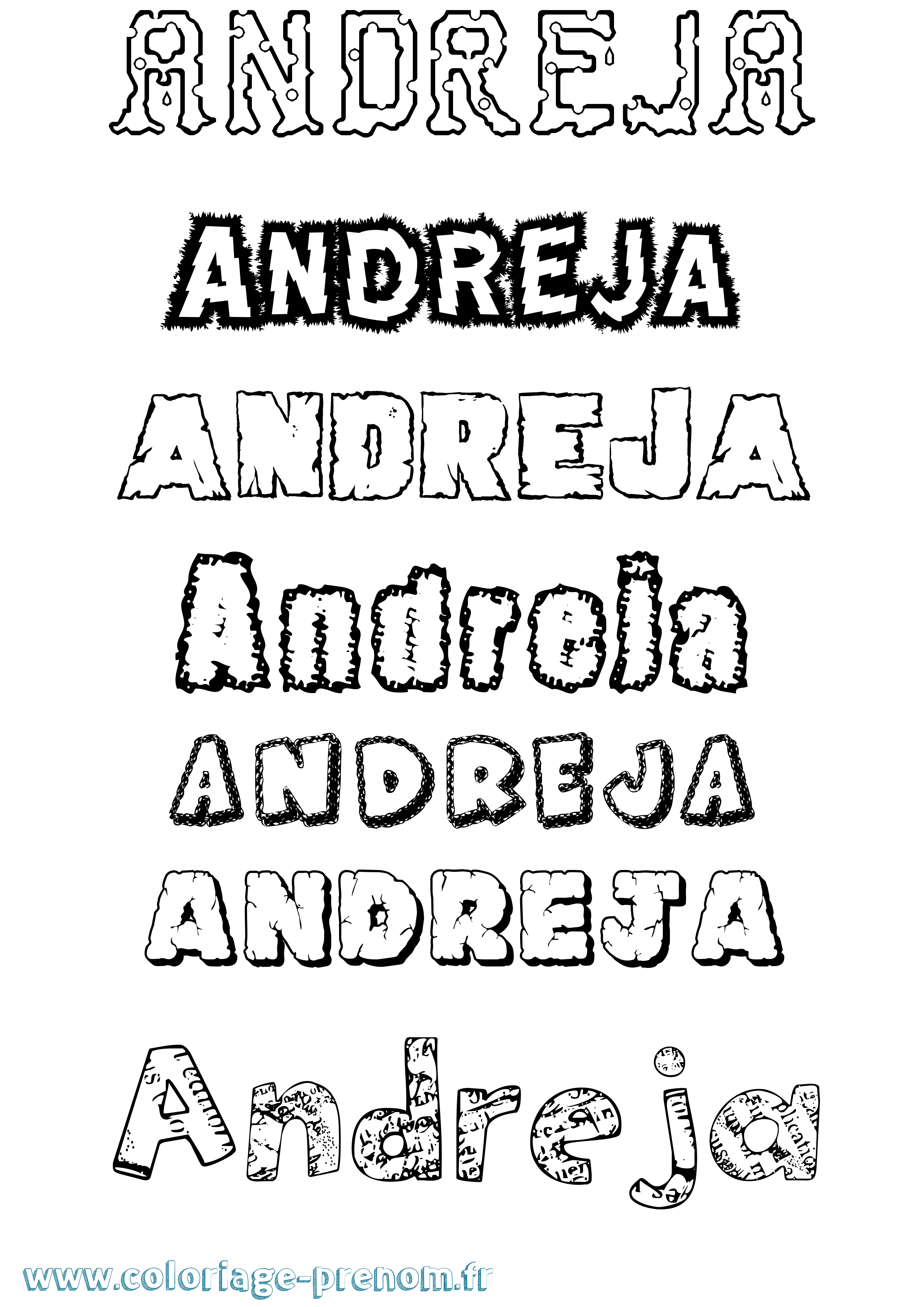 Coloriage Andreja Destructuré Coloriage prénom Andreja Destructuré