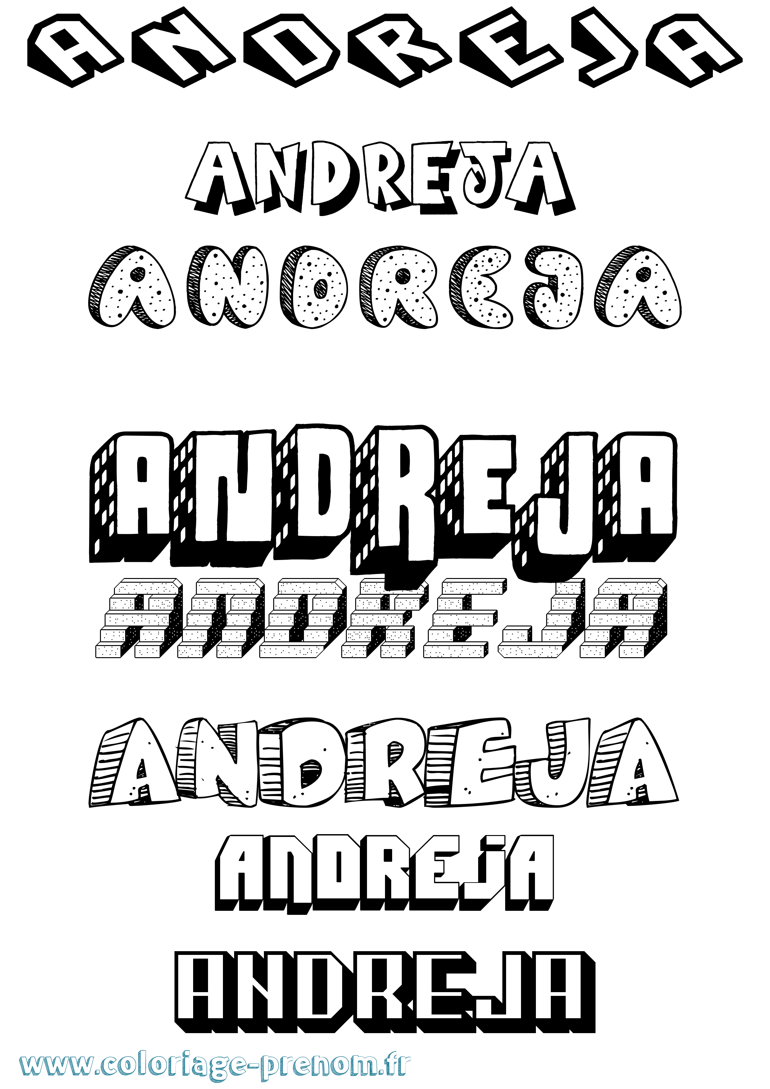 Coloriage Andreja Effet 3D Coloriage prénom Andreja Effet 3D