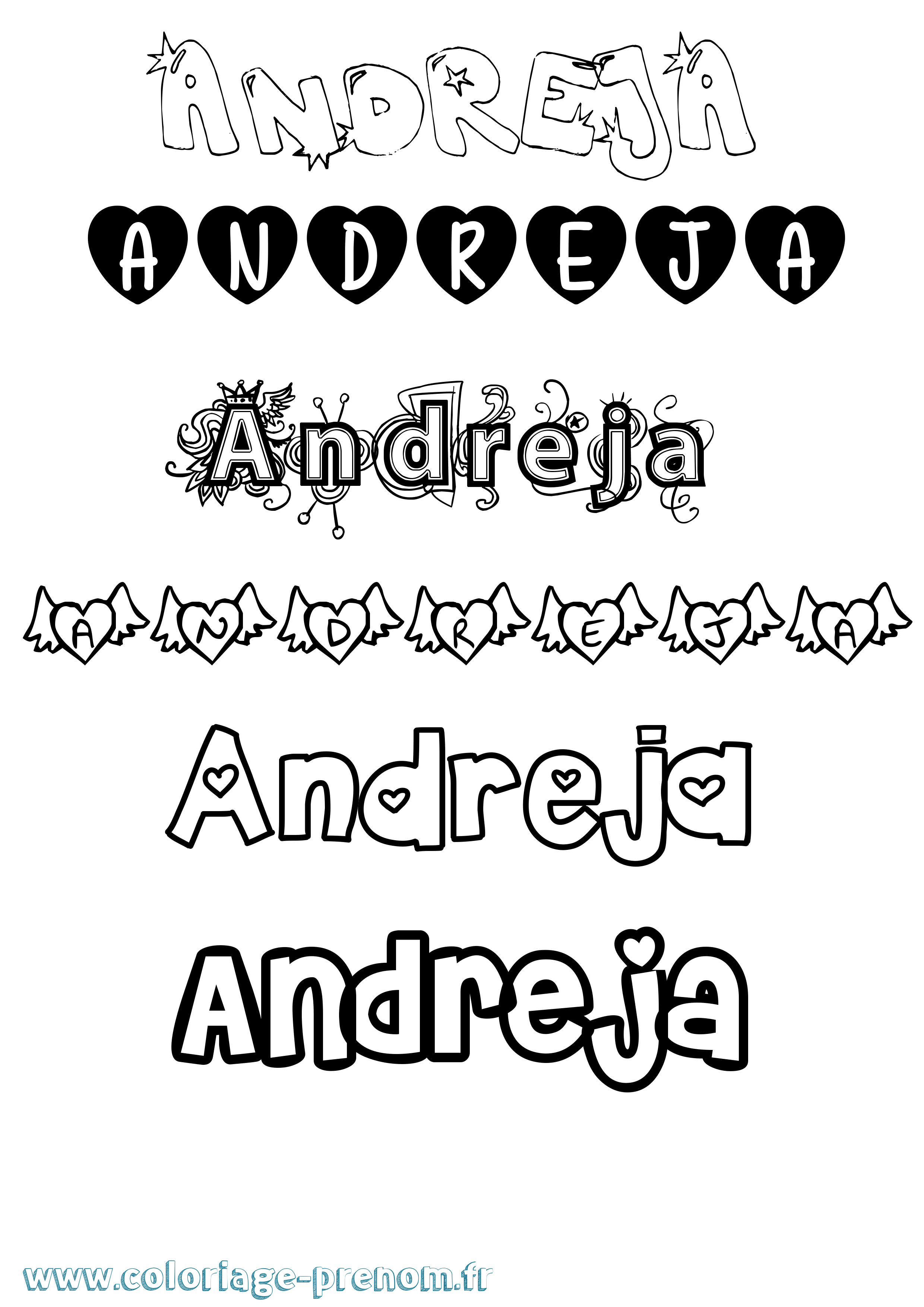 Coloriage Andreja Girly Coloriage prénom Andreja Girly