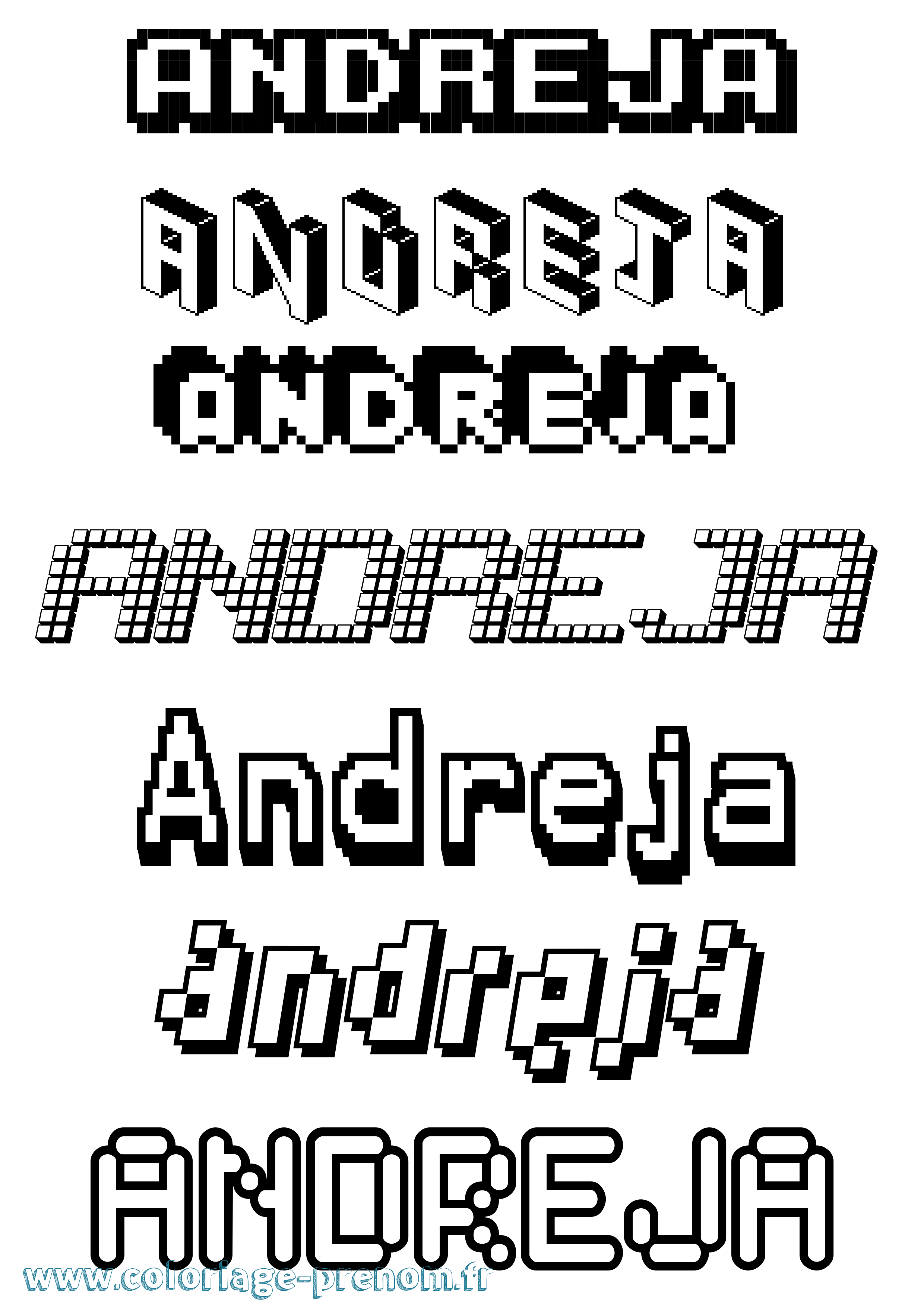Coloriage Andreja Pixel Coloriage prénom Andreja Pixel