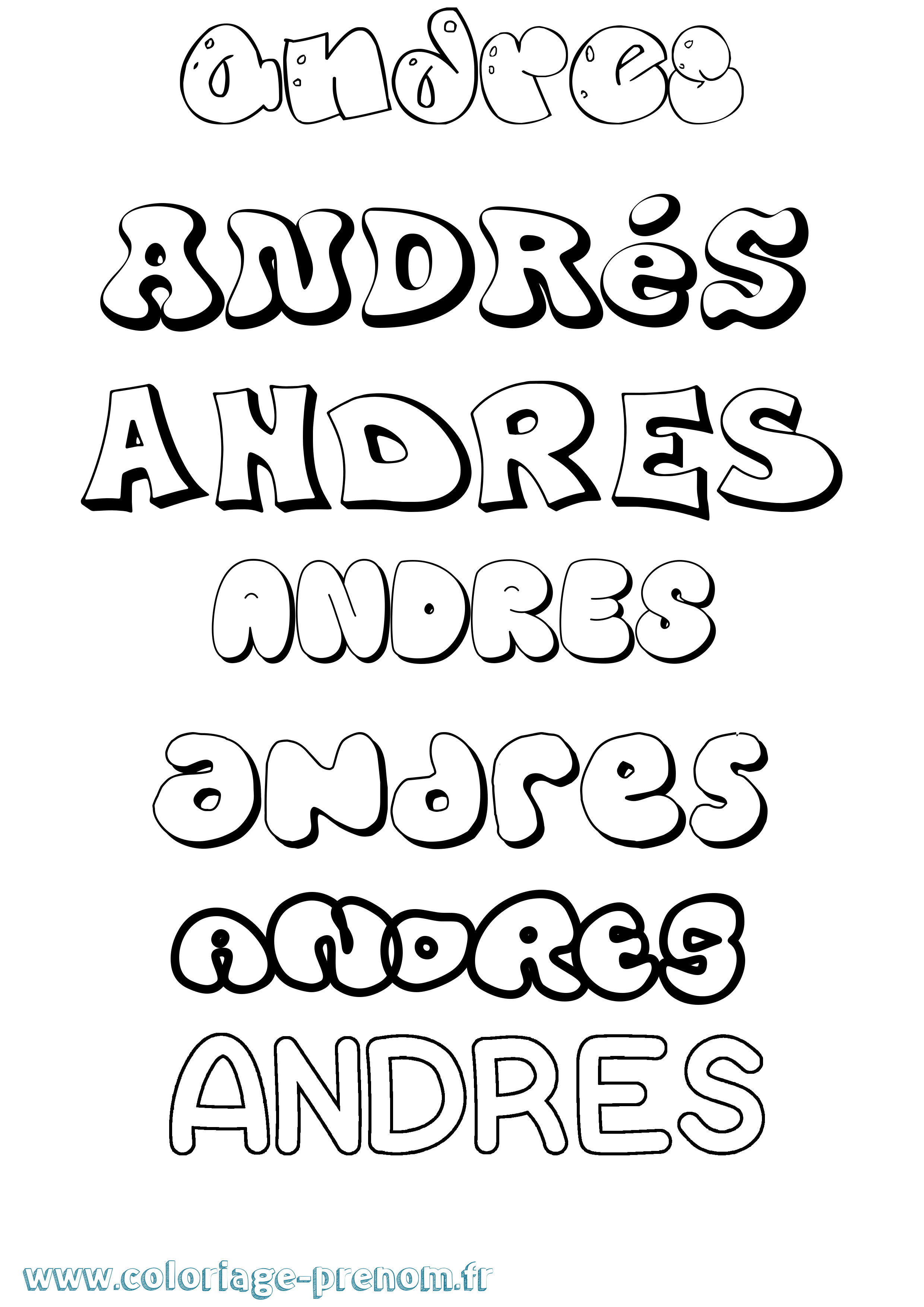 Coloriage Andrés Bubble Coloriage prénom Andrés Bubble