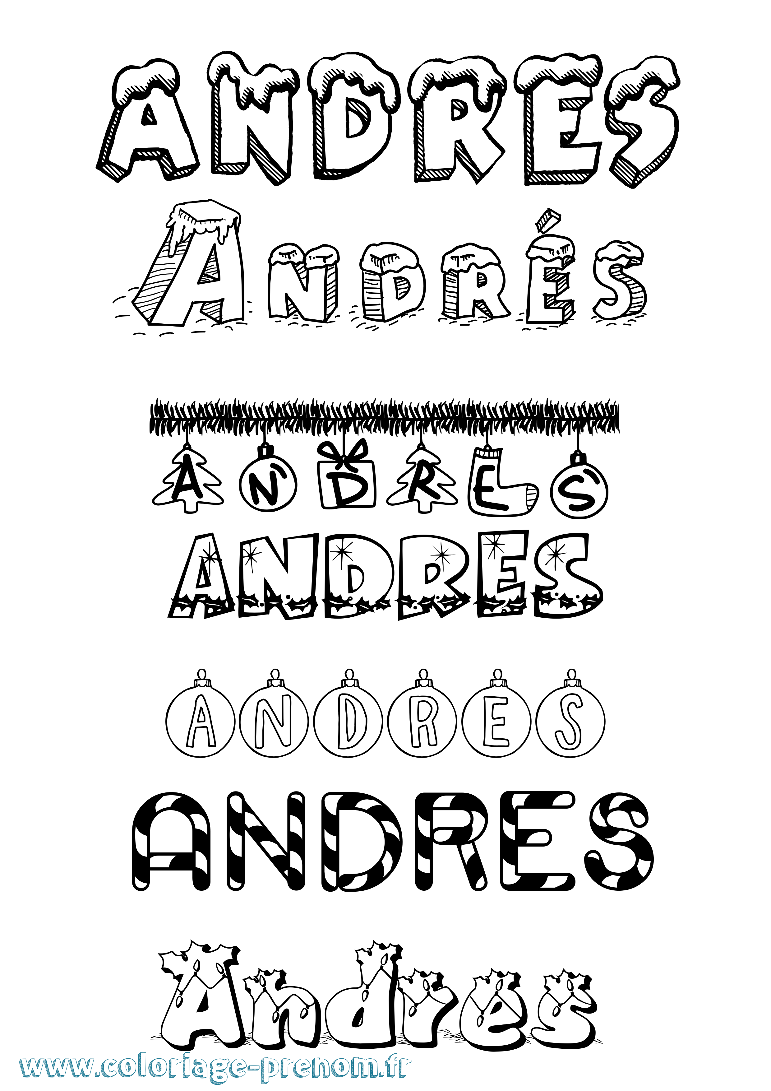 Coloriage Andrés Noël Coloriage prénom Andrés Noël