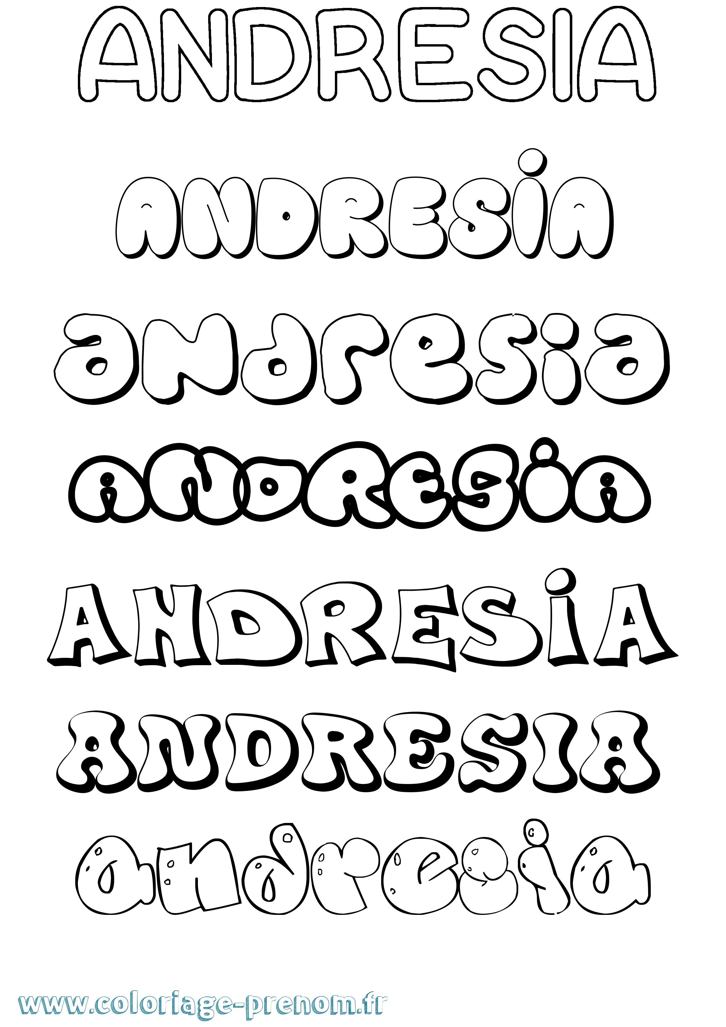 Coloriage Andresia Bubble Coloriage prénom Andresia Bubble