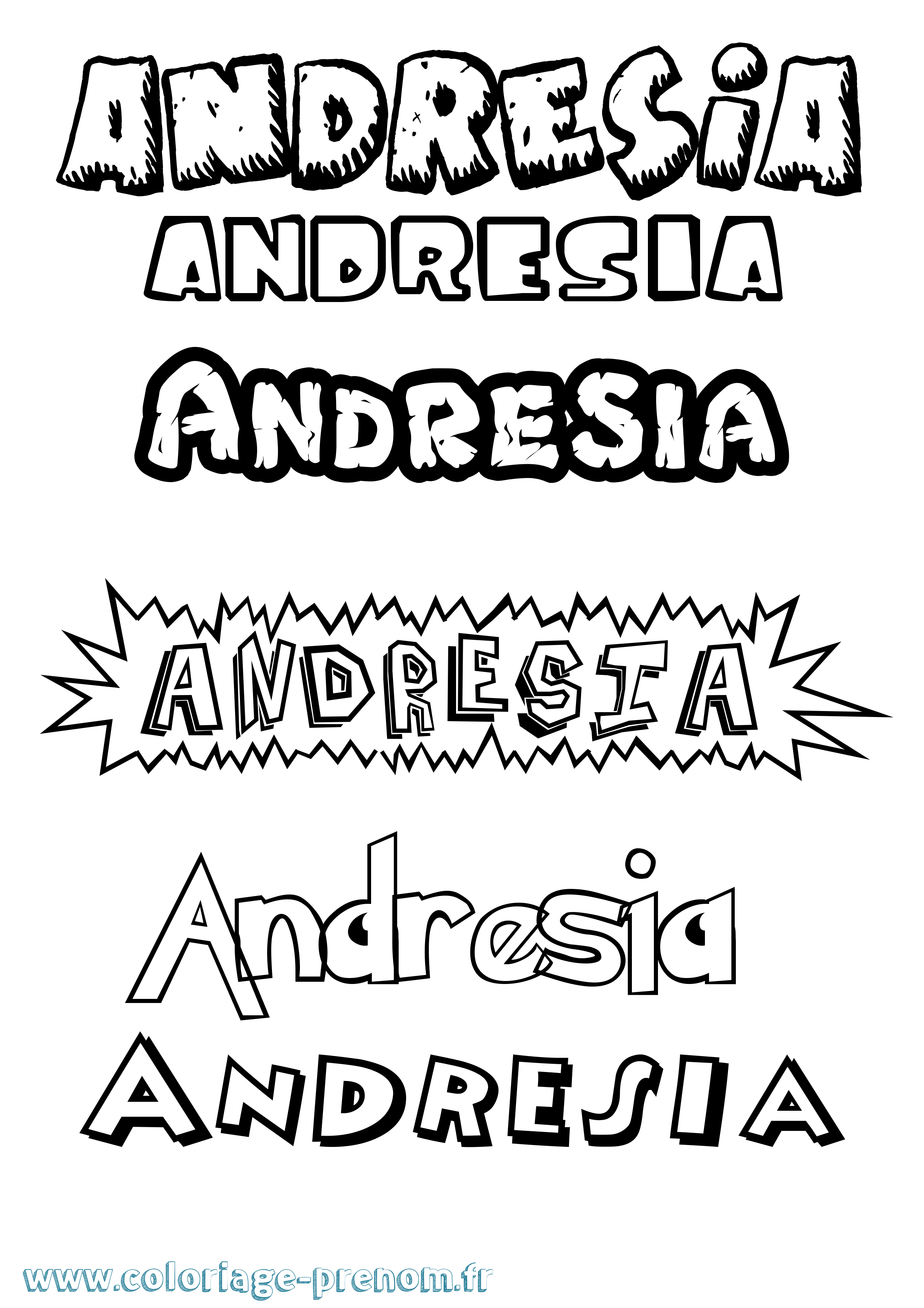 Coloriage Andresia Dessin Animé Coloriage prénom Andresia Dessin Animé