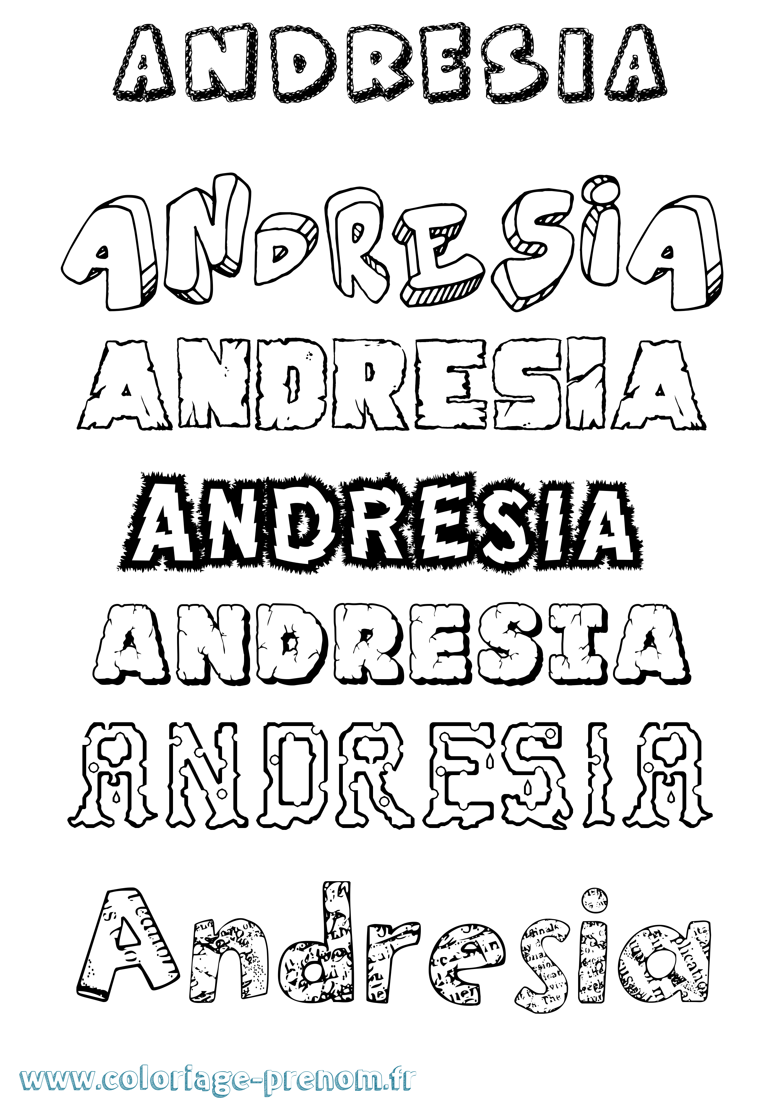 Coloriage Andresia Destructuré Coloriage prénom Andresia Destructuré