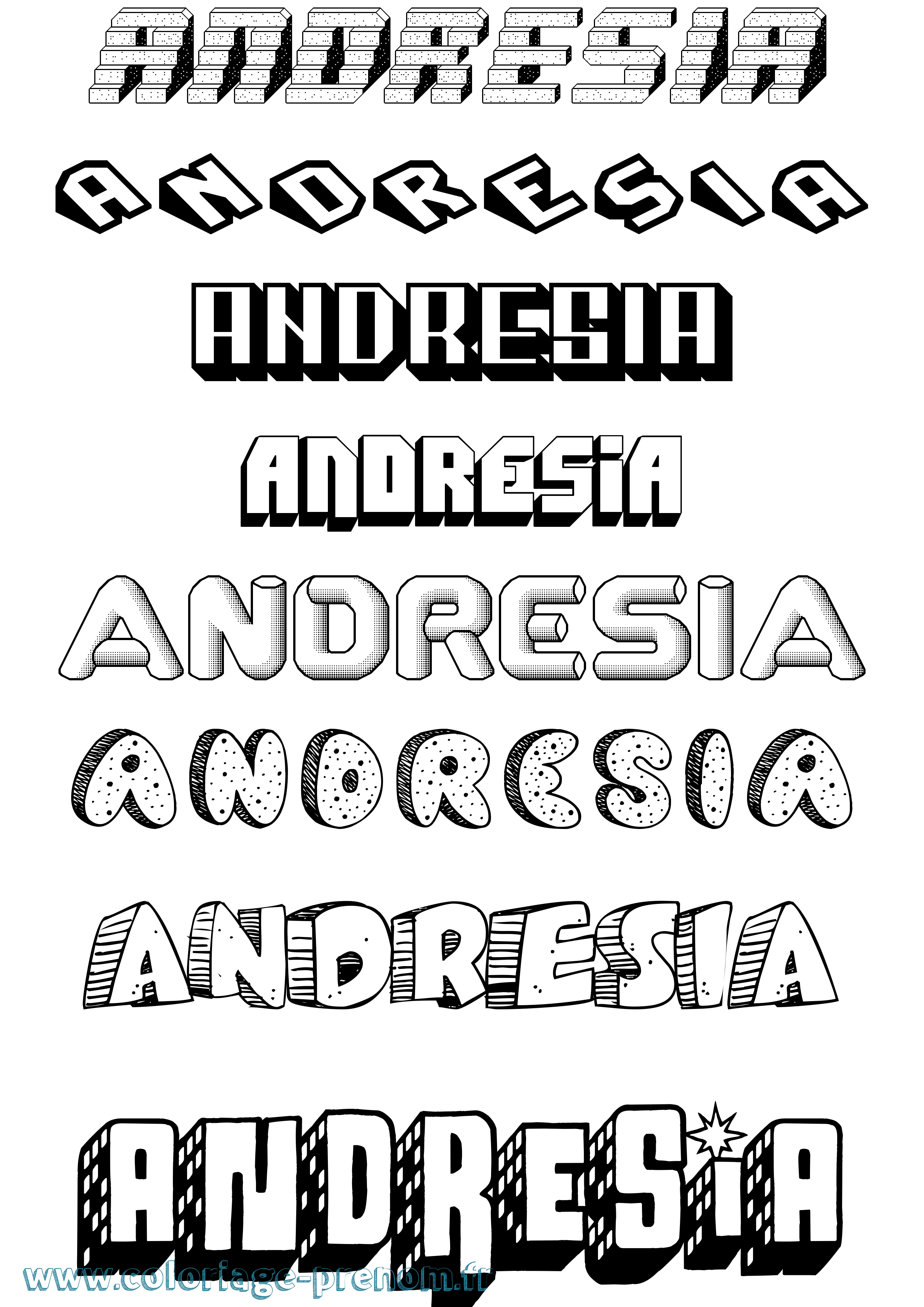 Coloriage Andresia Effet 3D Coloriage prénom Andresia Effet 3D