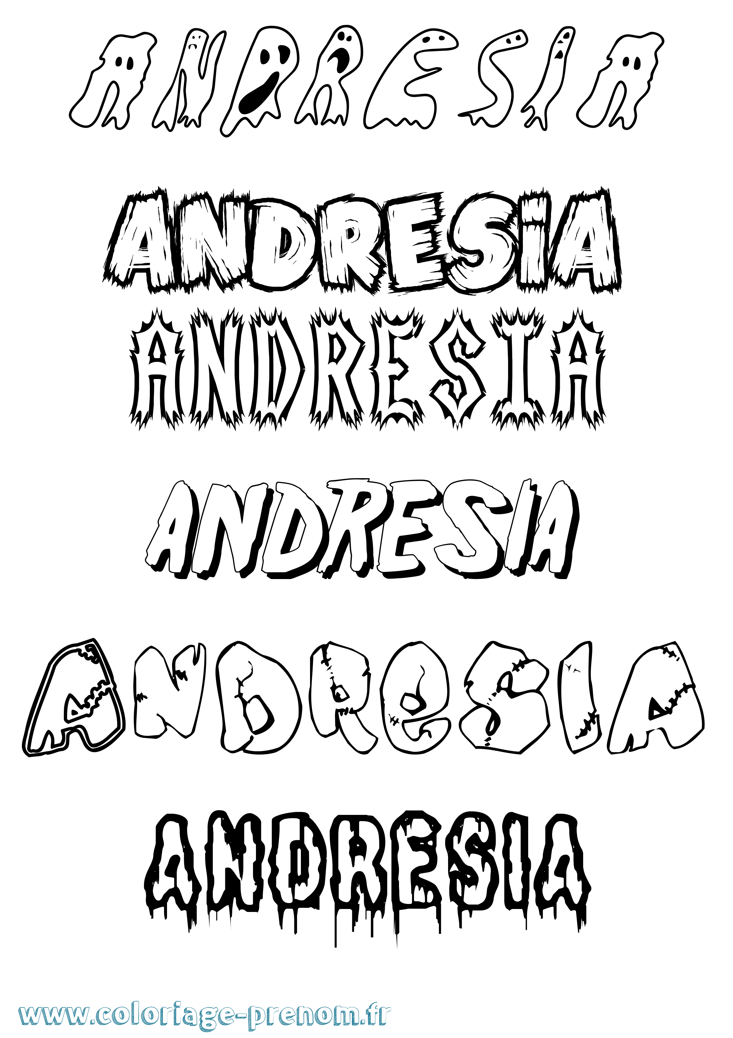Coloriage Andresia Frisson Coloriage prénom Andresia Frisson