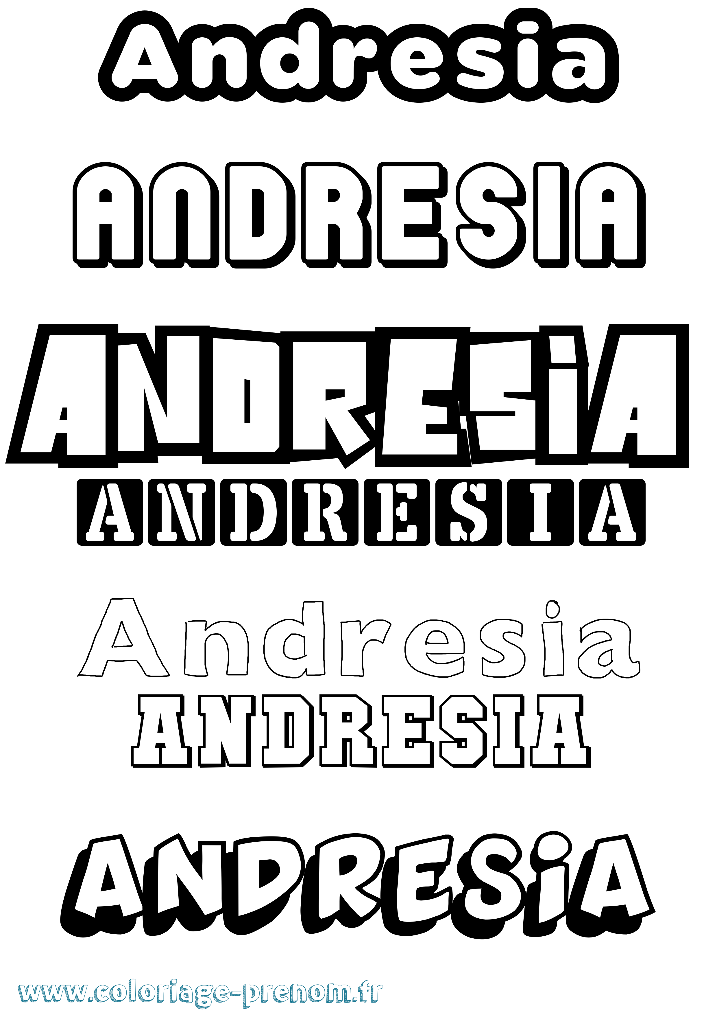 Coloriage Andresia Simple Coloriage prénom Andresia Simple
