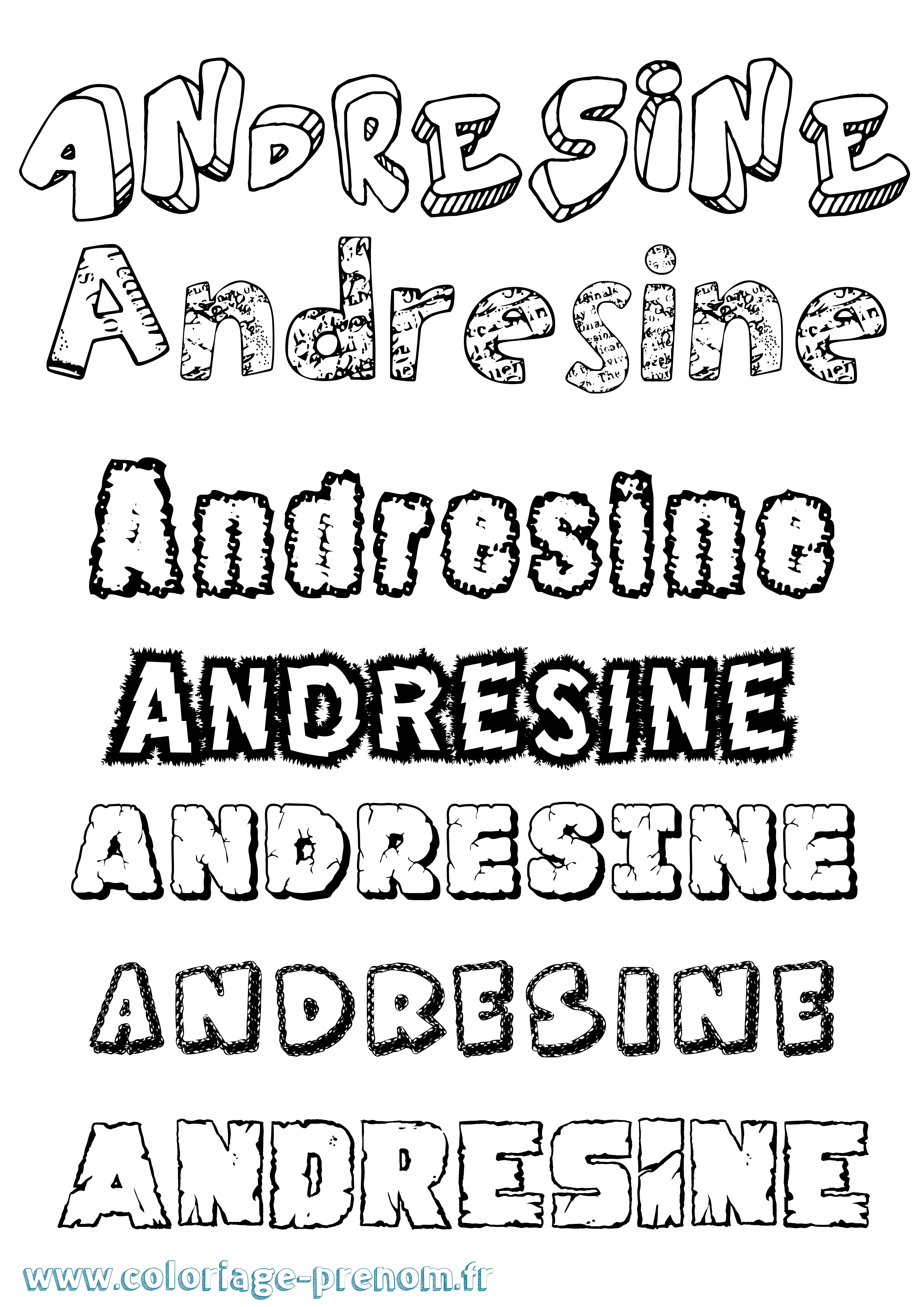 Coloriage Andresine Destructuré Coloriage prénom Andresine Destructuré