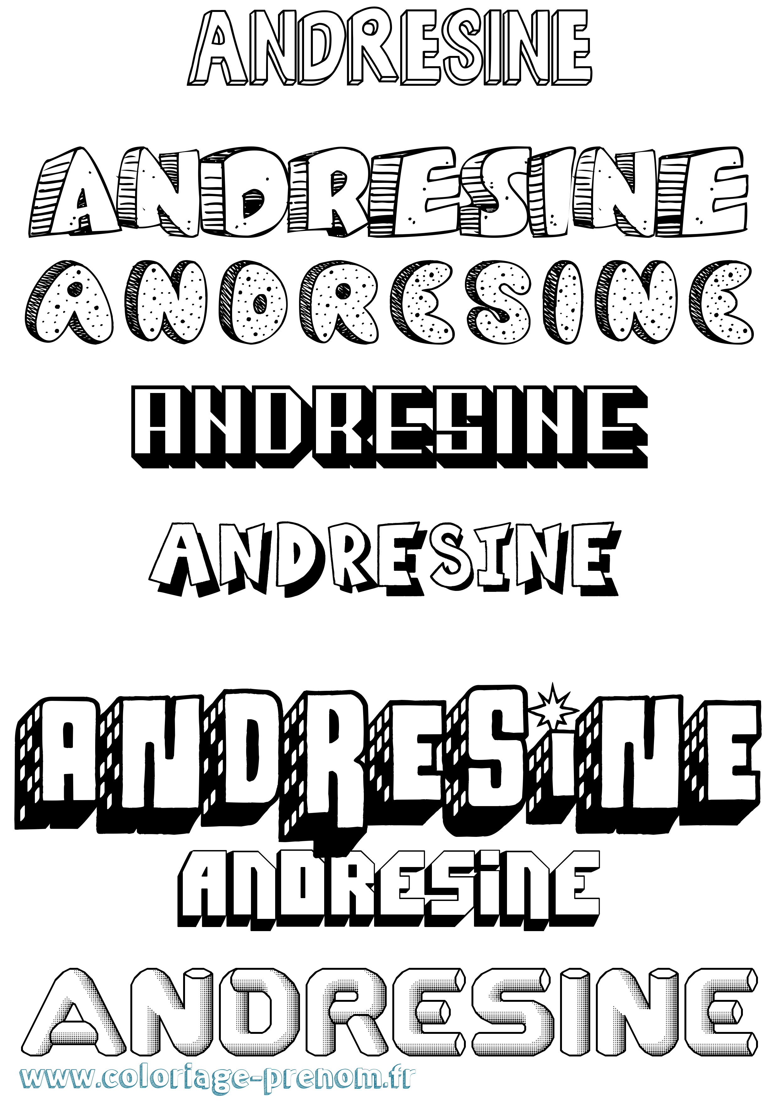 Coloriage Andresine Effet 3D Coloriage prénom Andresine Effet 3D