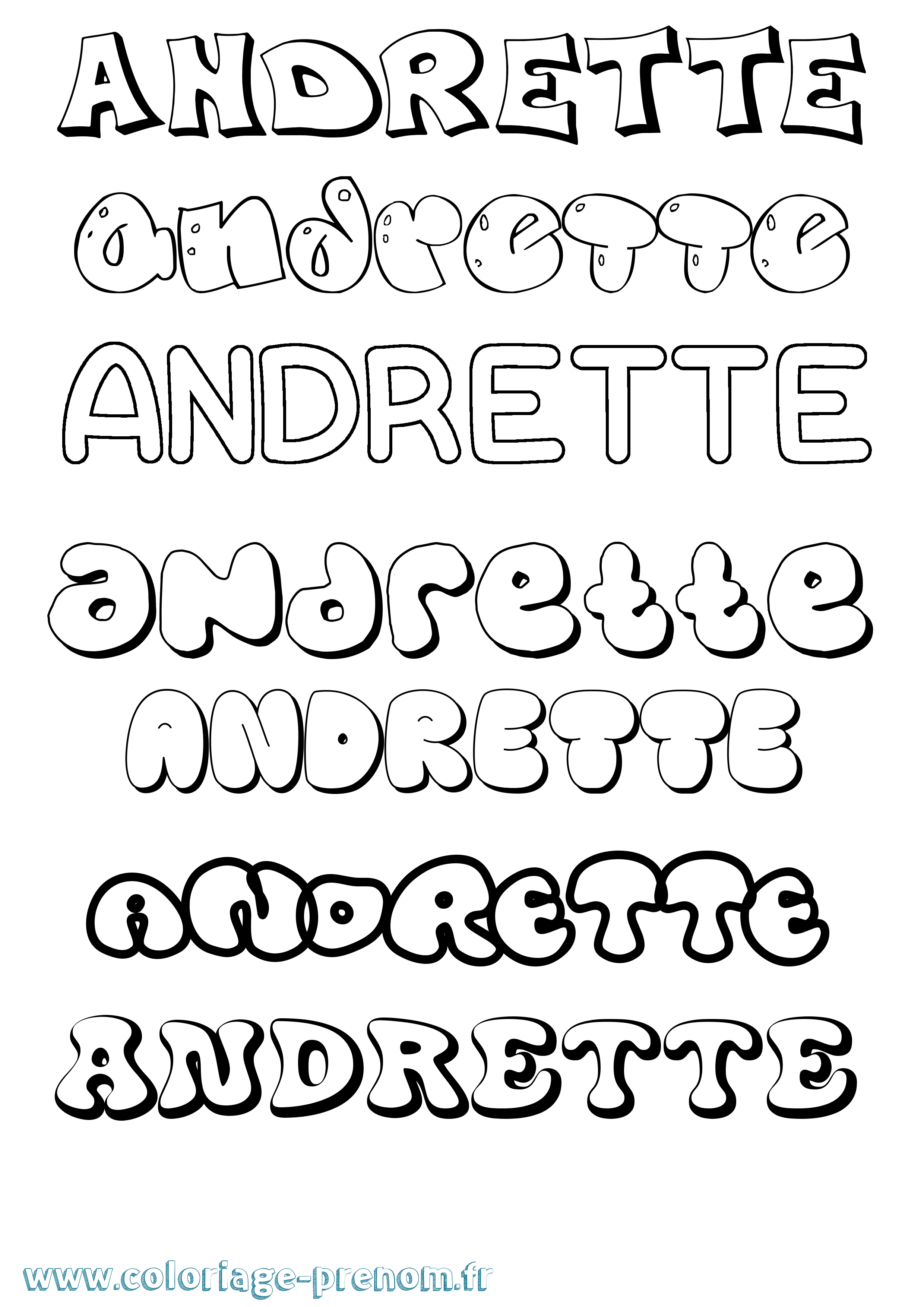Coloriage Andrette Bubble Coloriage prénom Andrette Bubble