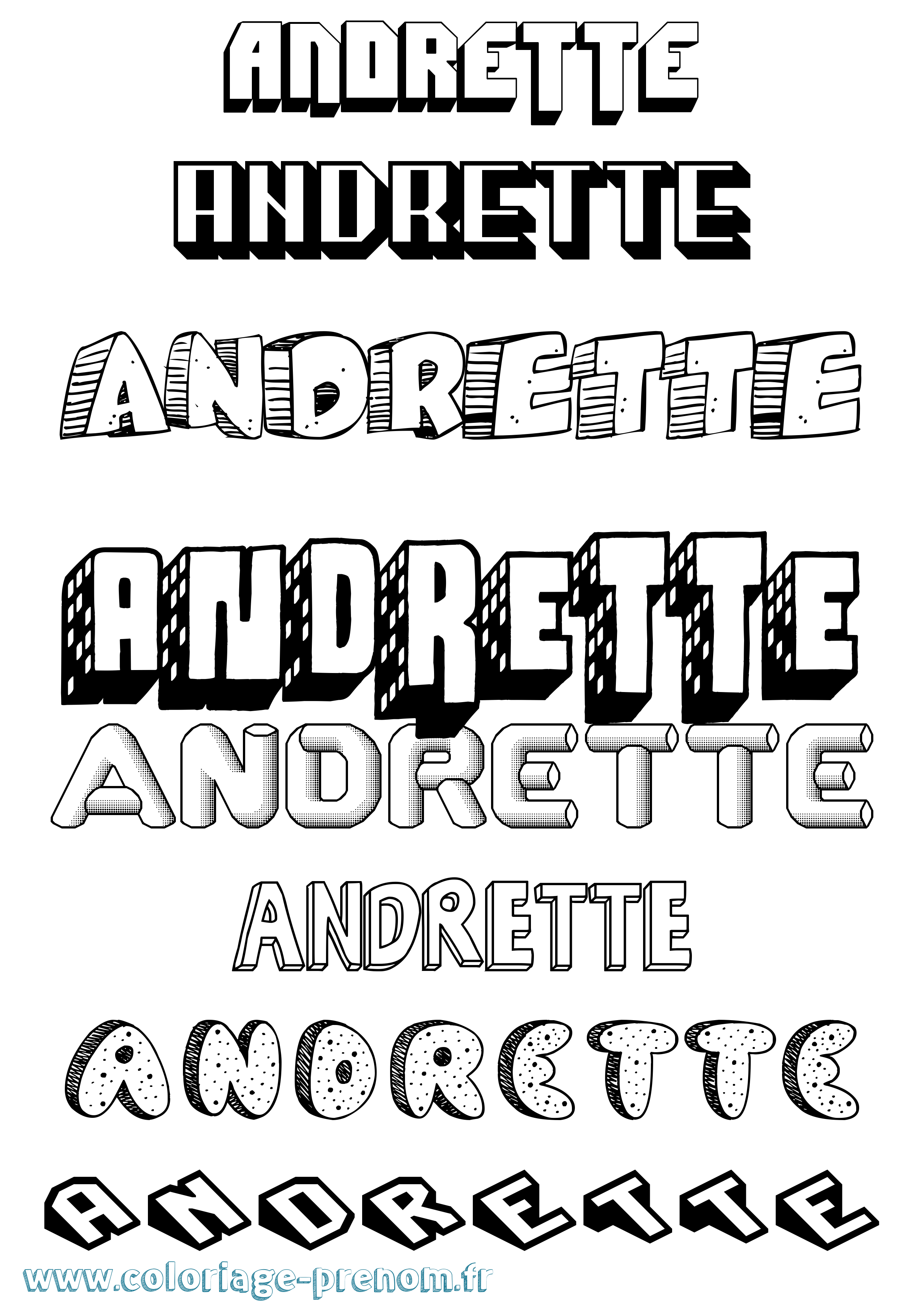 Coloriage Andrette Effet 3D Coloriage prénom Andrette Effet 3D