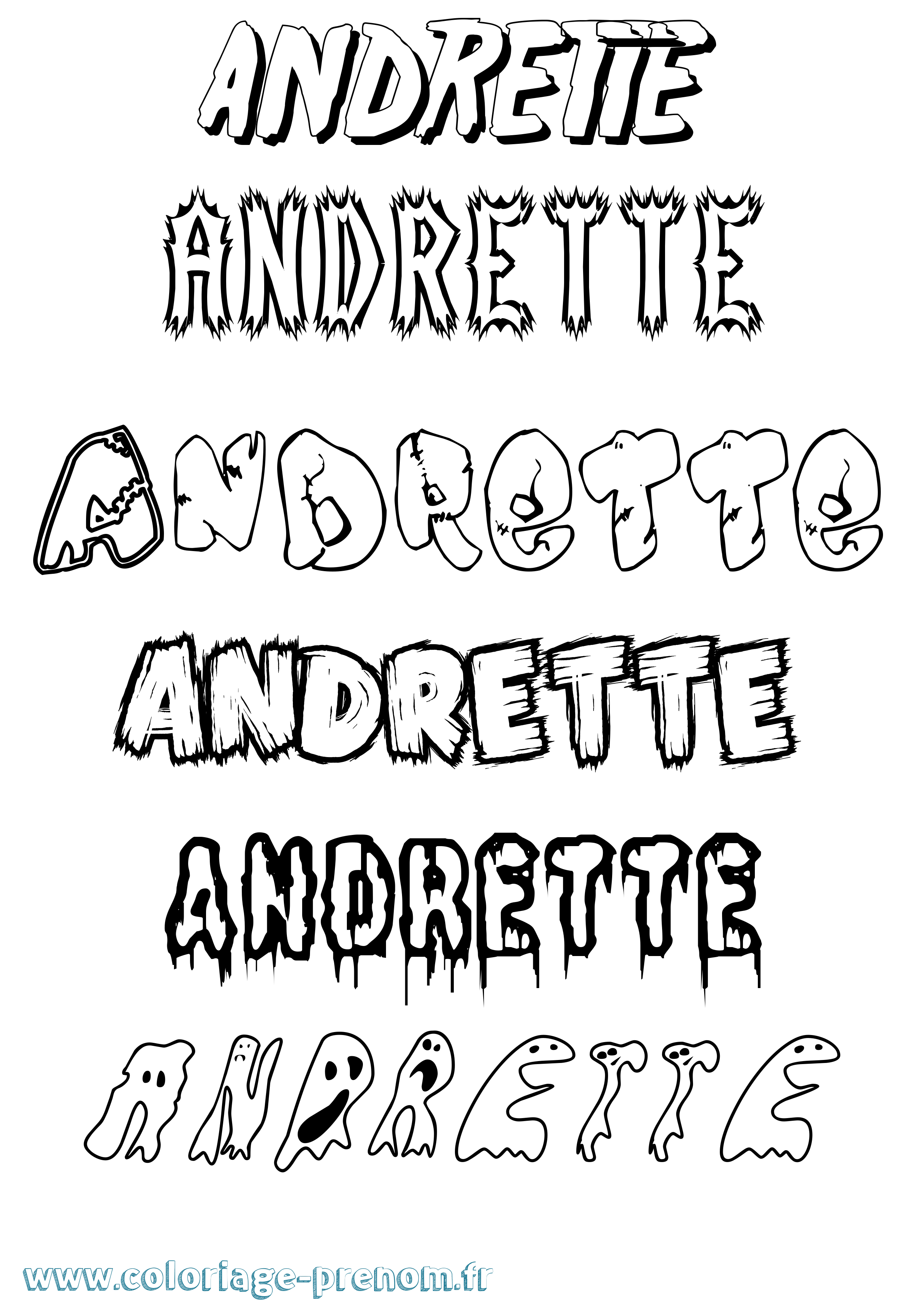 Coloriage Andrette Frisson Coloriage prénom Andrette Frisson