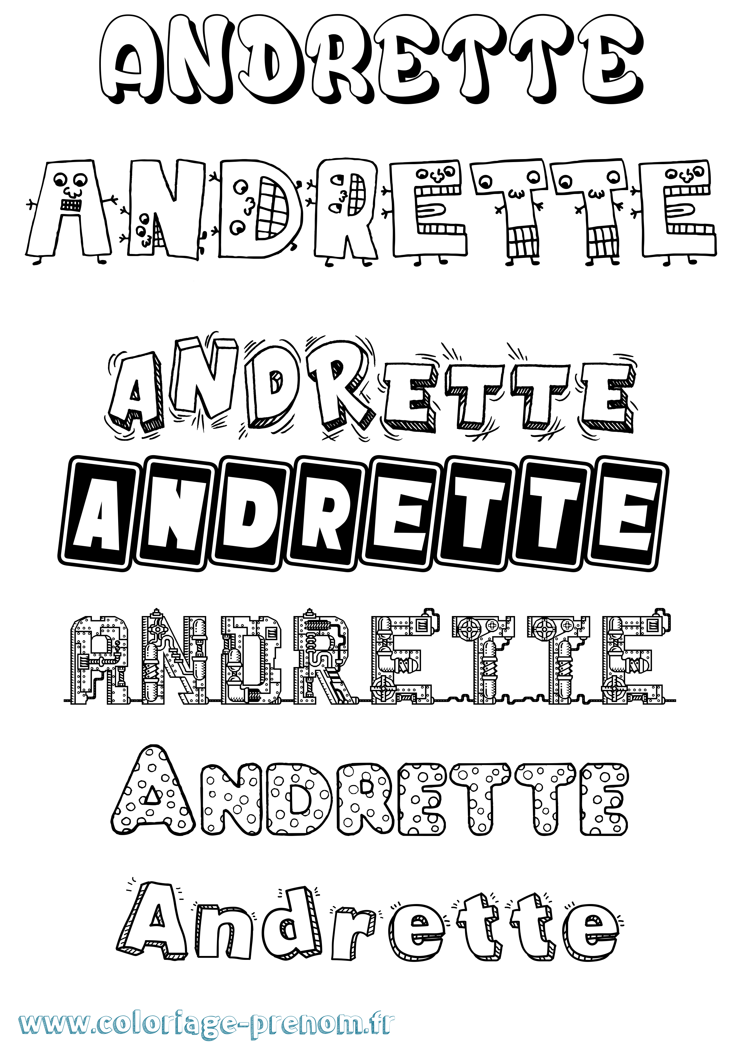 Coloriage Andrette Fun Coloriage prénom Andrette Fun