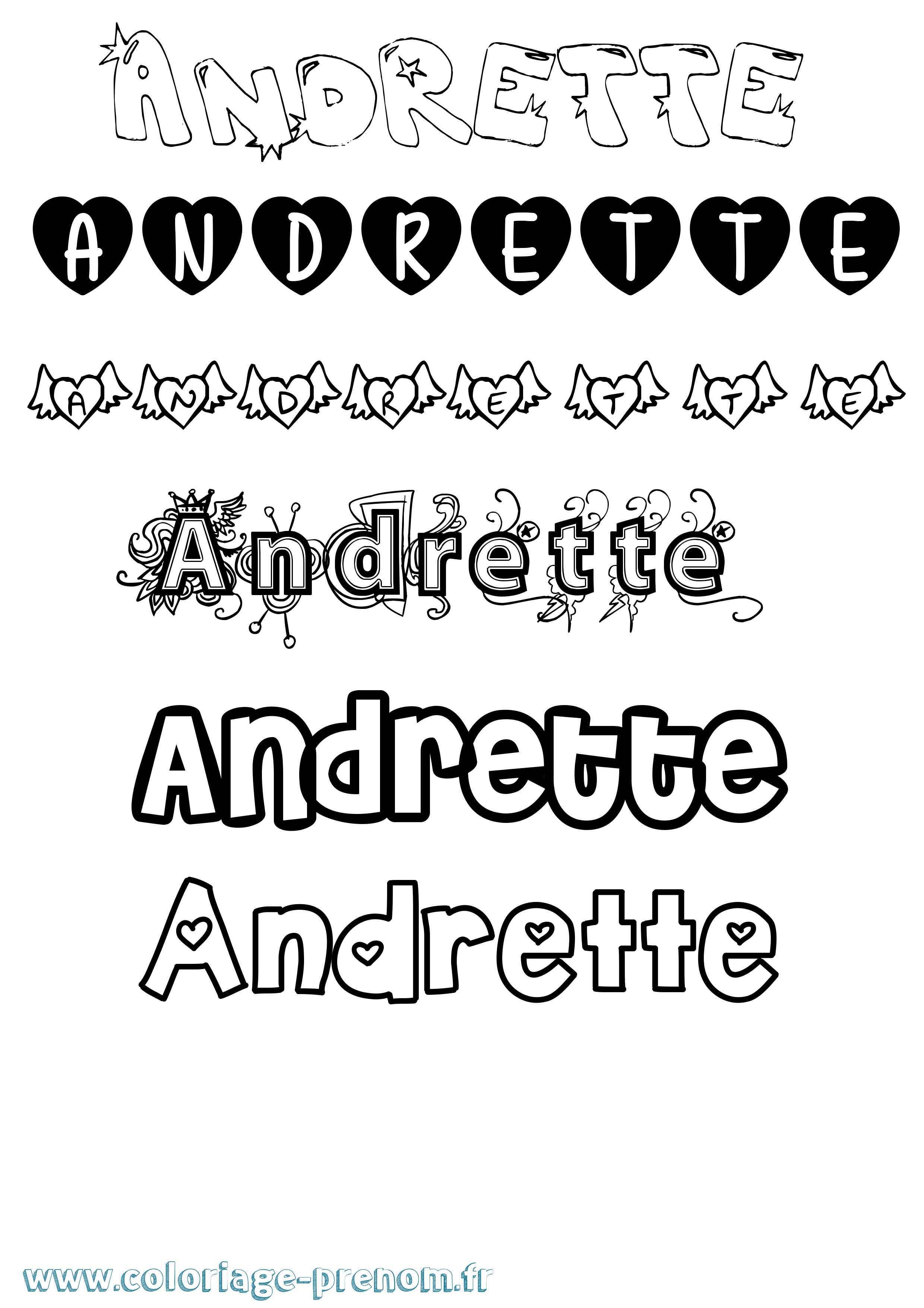 Coloriage Andrette Girly Coloriage prénom Andrette Girly