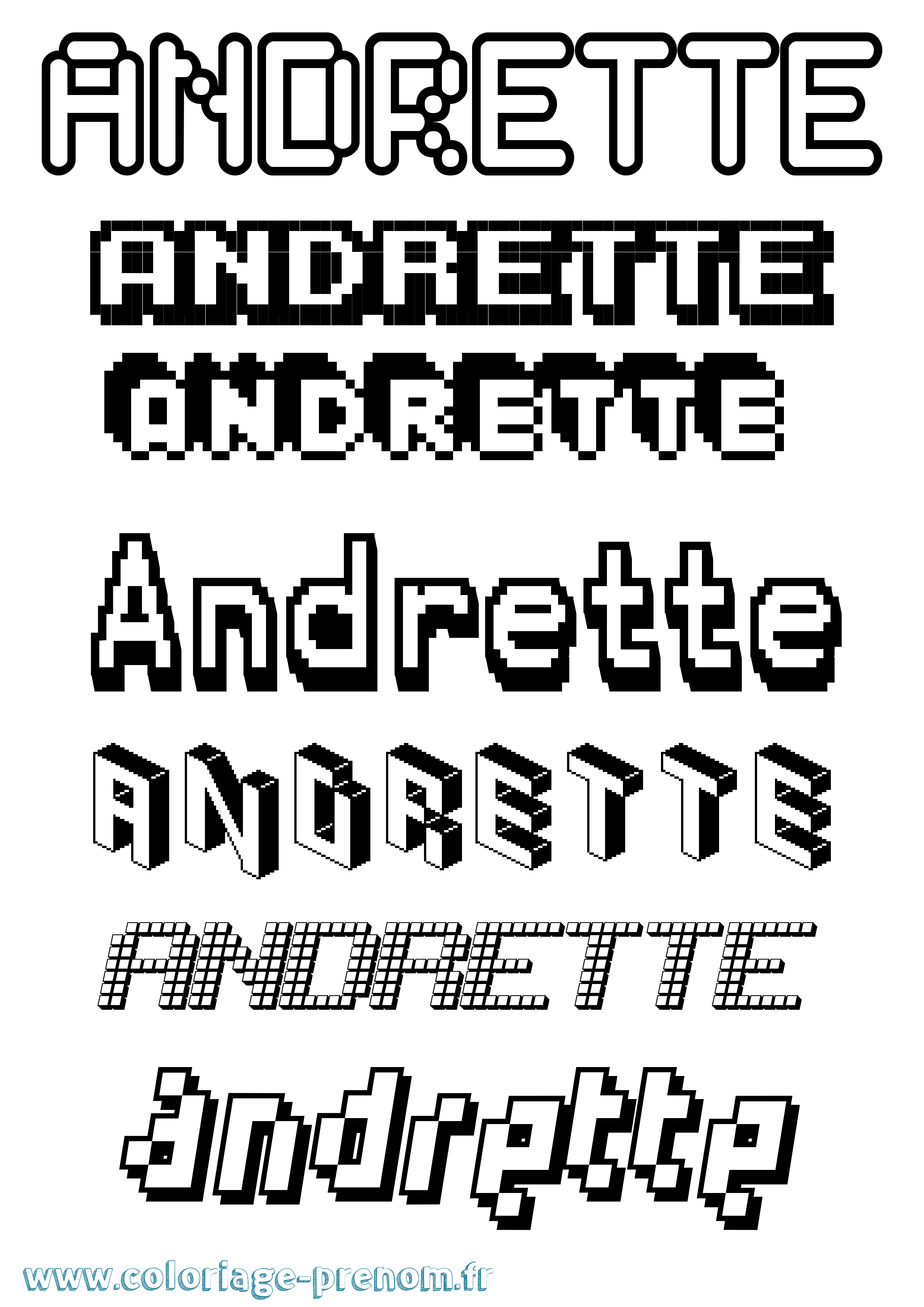 Coloriage Andrette Pixel Coloriage prénom Andrette Pixel