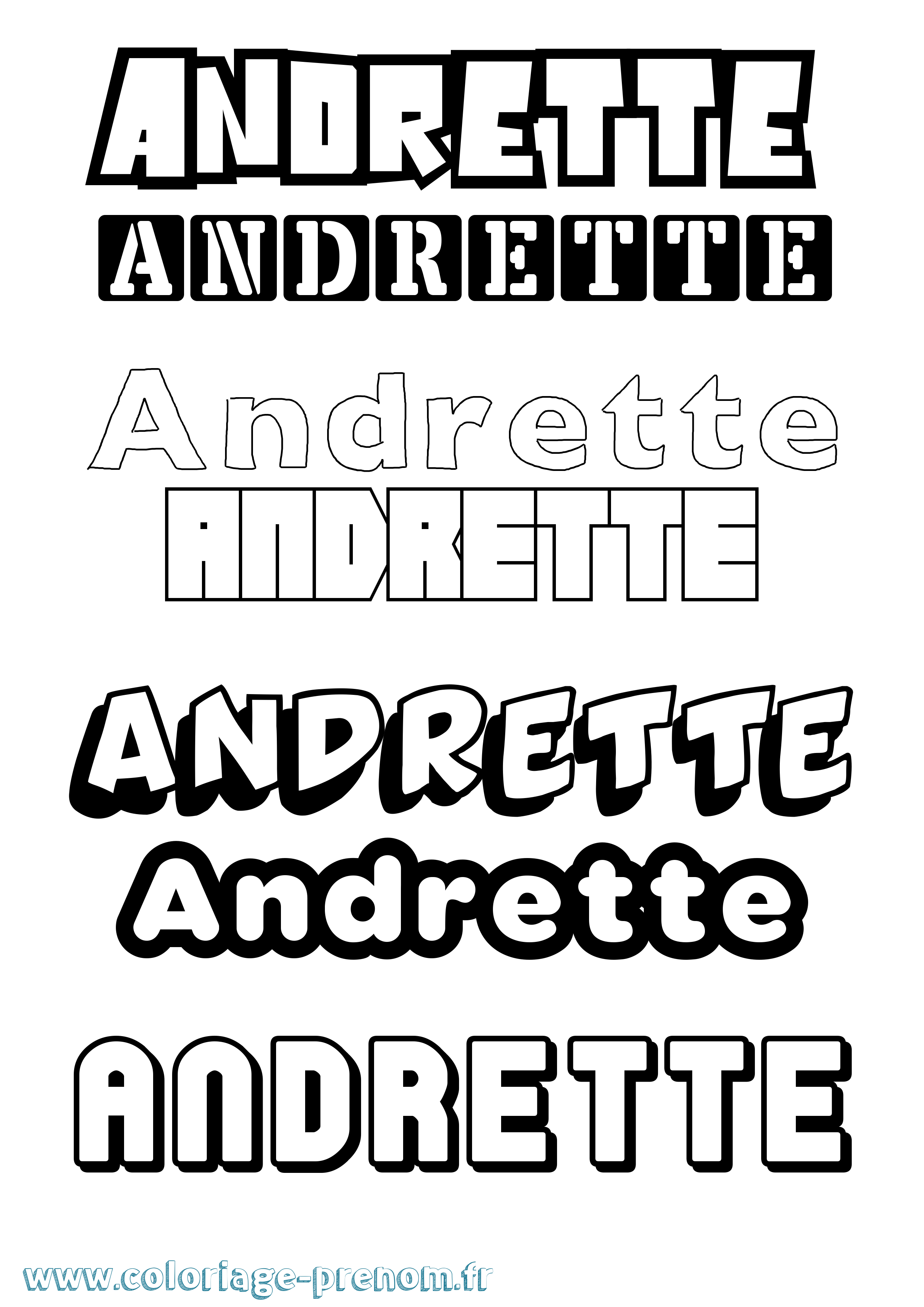 Coloriage Andrette Simple Coloriage prénom Andrette Simple