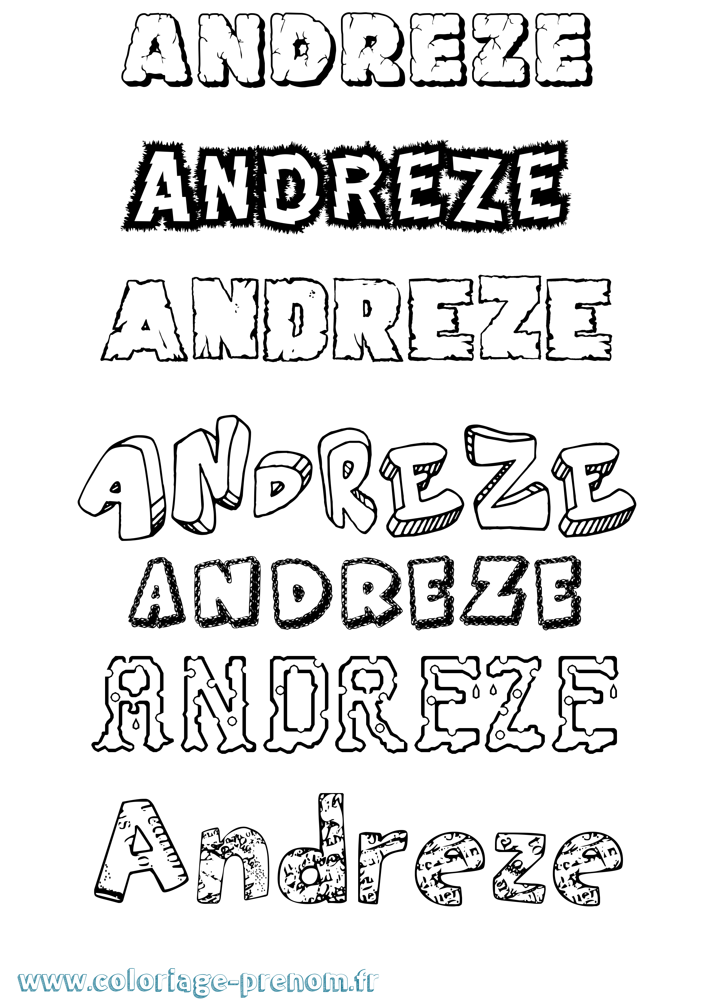Coloriage Andreze Destructuré Coloriage prénom Andreze Destructuré